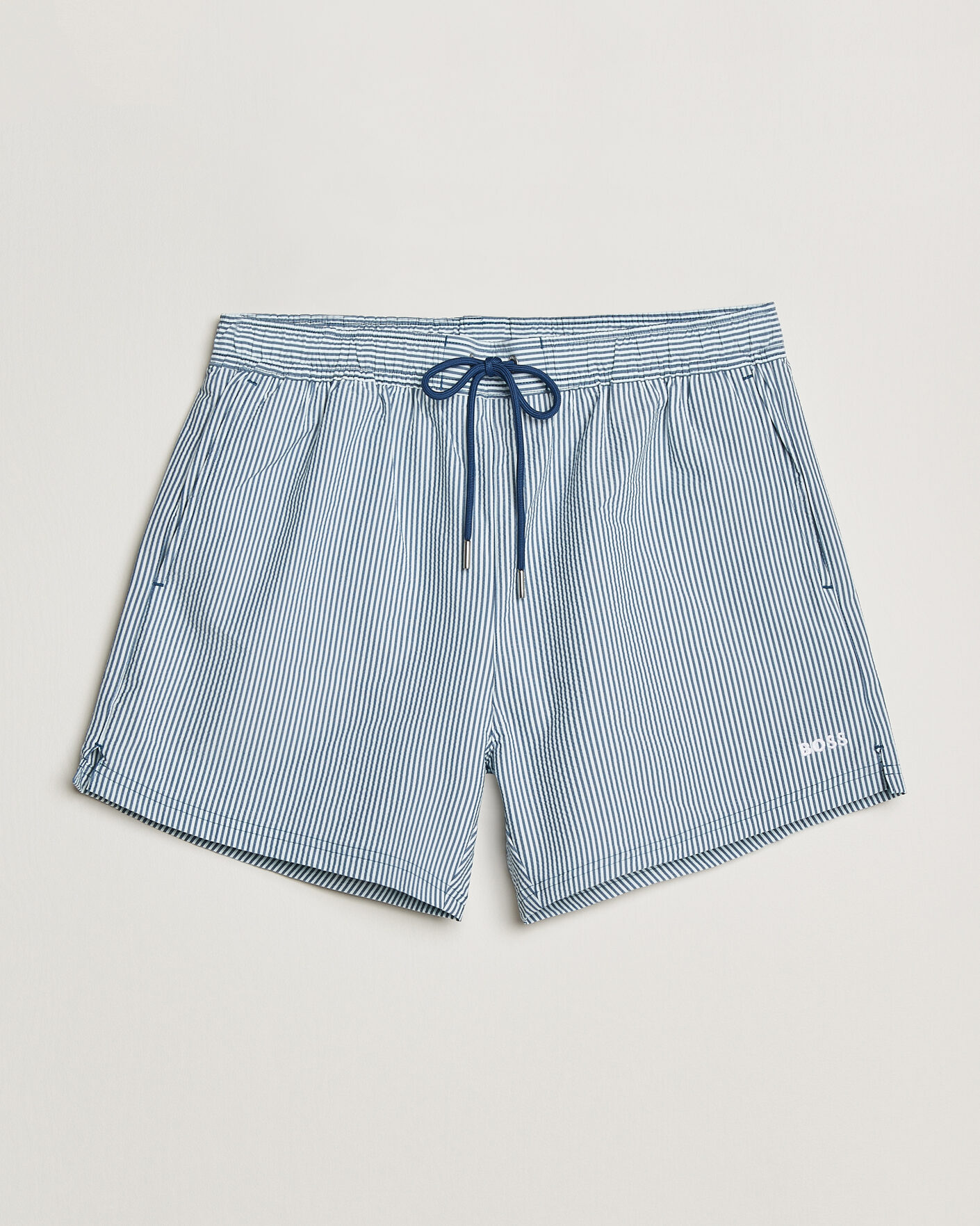 Homme | Maillots De Bain | BOSS BLACK | Velvetfish Seersucker Swimshorts Open Blue