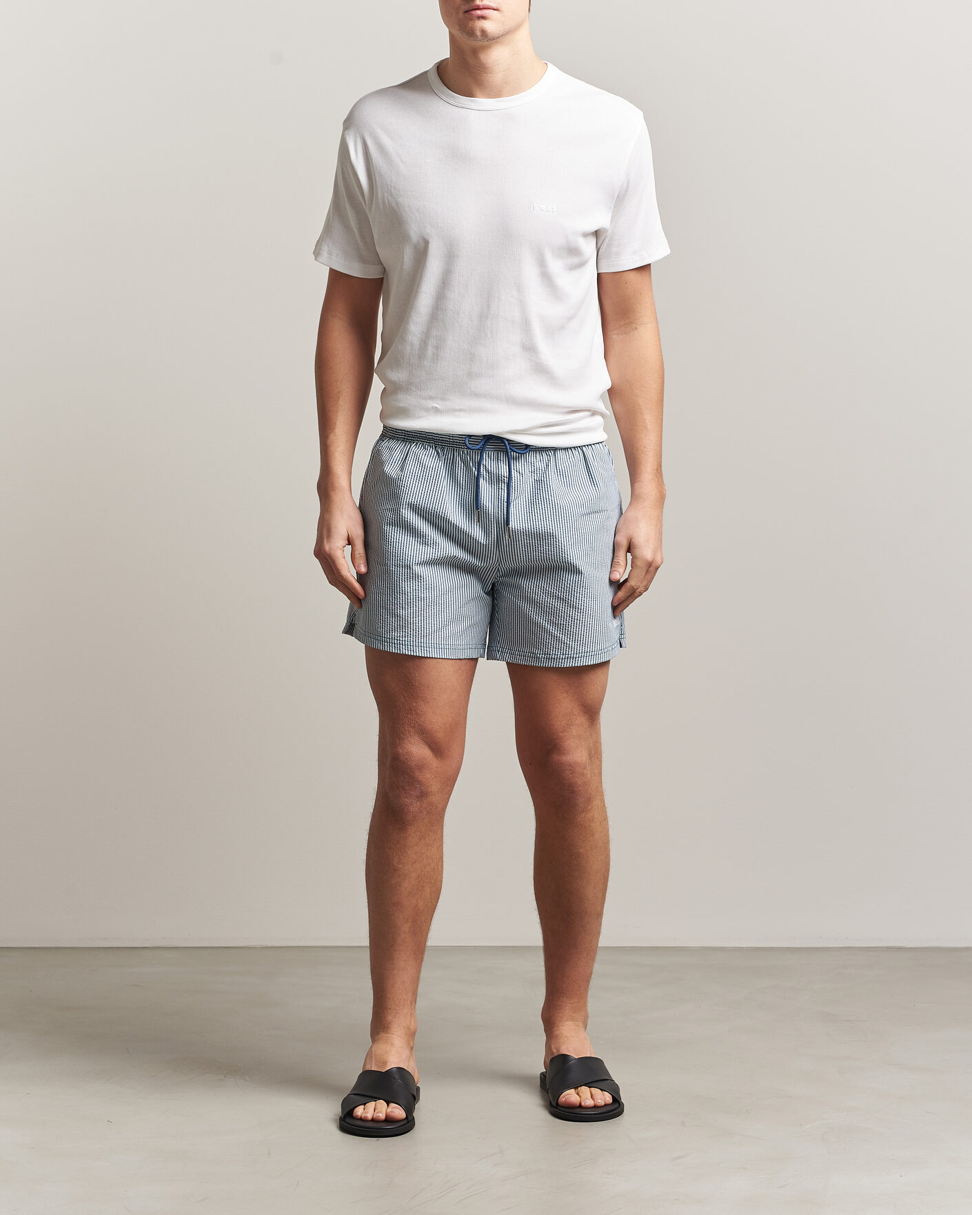 Homme | Maillots De Bain | BOSS BLACK | Velvetfish Seersucker Swimshorts Open Blue