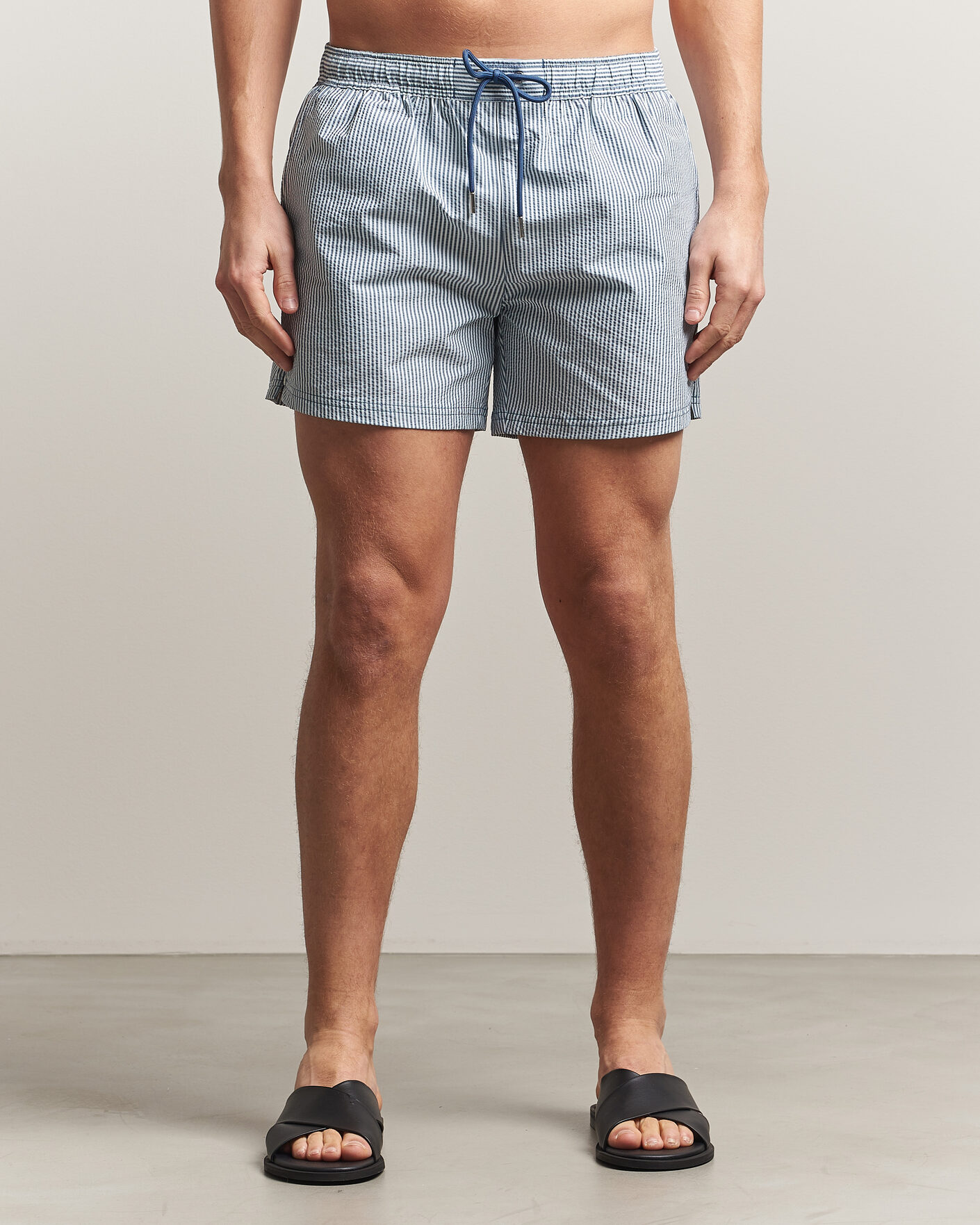 Homme | Maillots De Bain | BOSS BLACK | Velvetfish Seersucker Swimshorts Open Blue