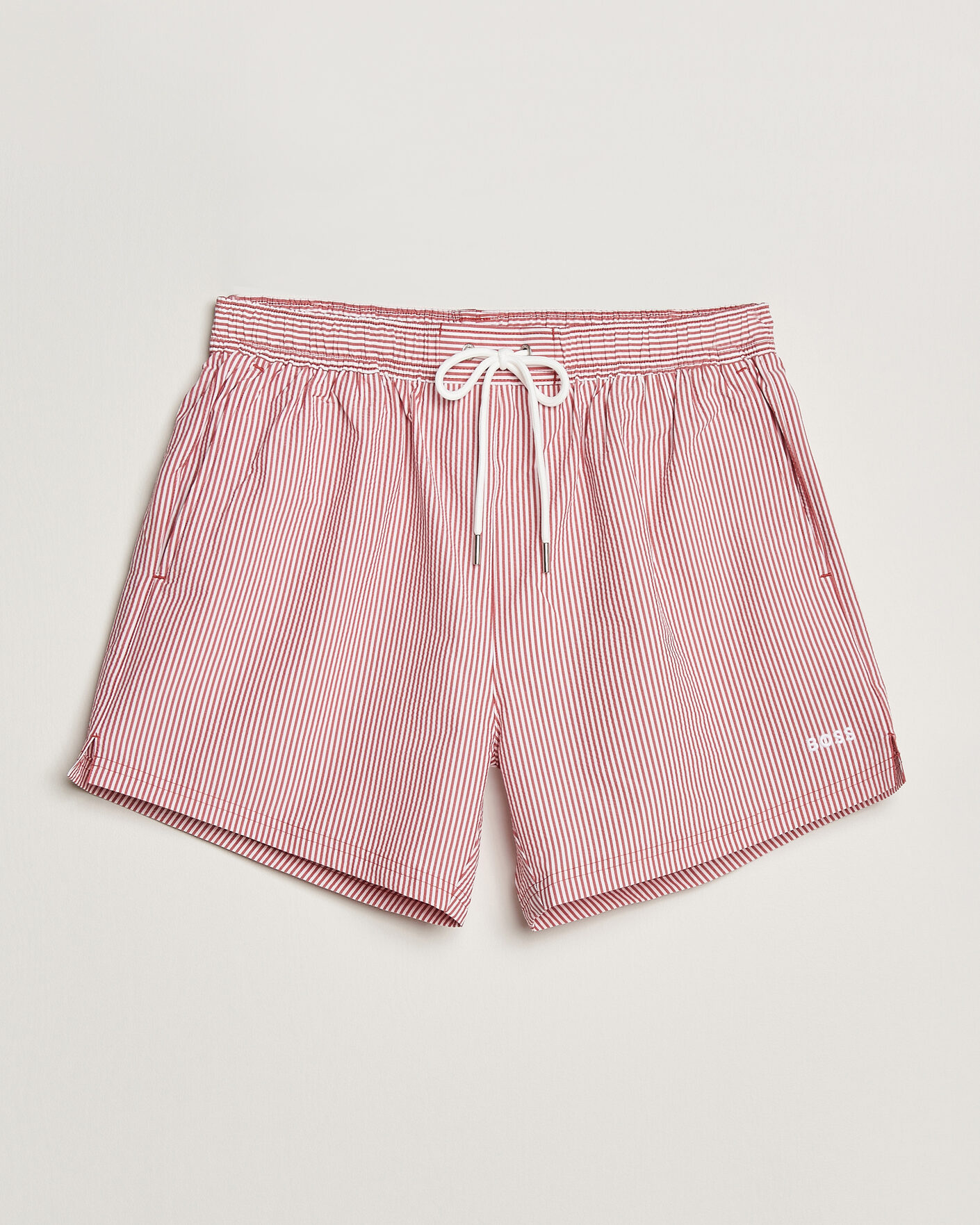 Homme | Maillots De Bain | BOSS BLACK | Velvetfish Seersucker Swimshorts Dark Red