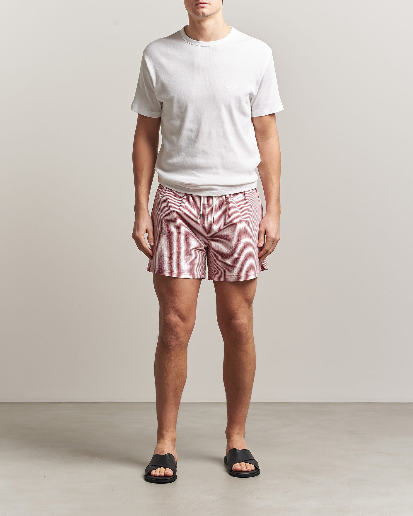 Homme | Maillots De Bain | BOSS BLACK | Velvetfish Seersucker Swimshorts Dark Red