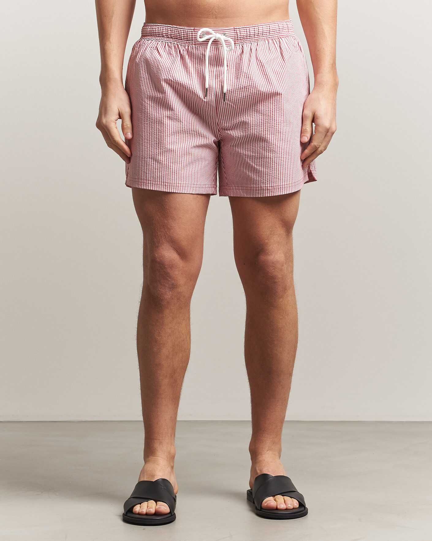 Homme | Maillots De Bain | BOSS BLACK | Velvetfish Seersucker Swimshorts Dark Red