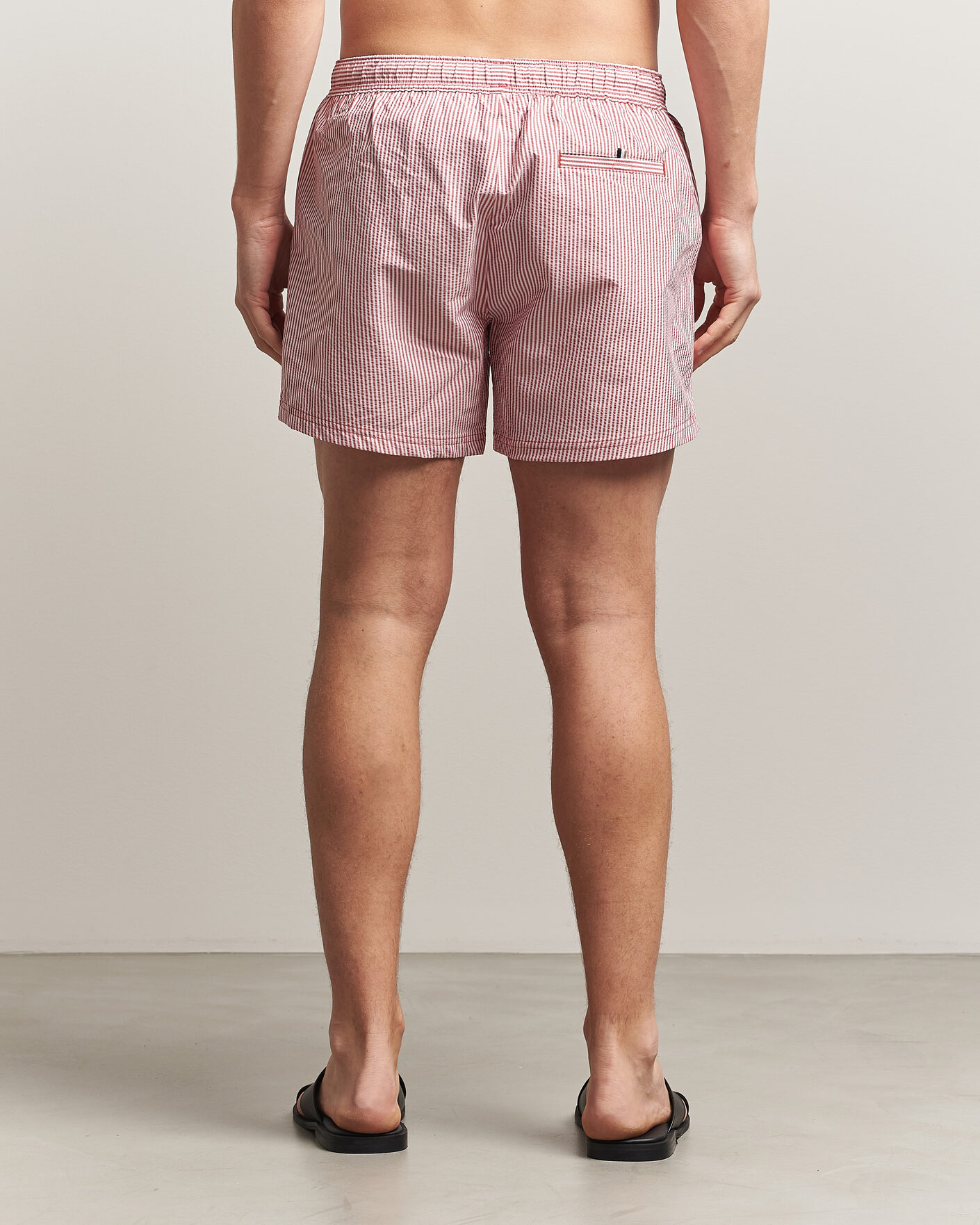 Homme | Maillots De Bain | BOSS BLACK | Velvetfish Seersucker Swimshorts Dark Red