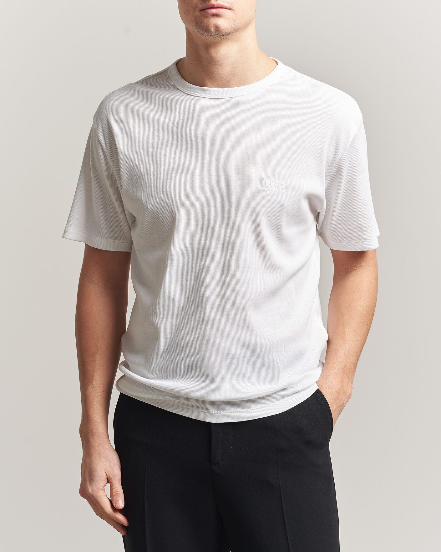 Homme | T-shirts | BOSS BLACK | 2-Pack Ribbed T-Shirt White
