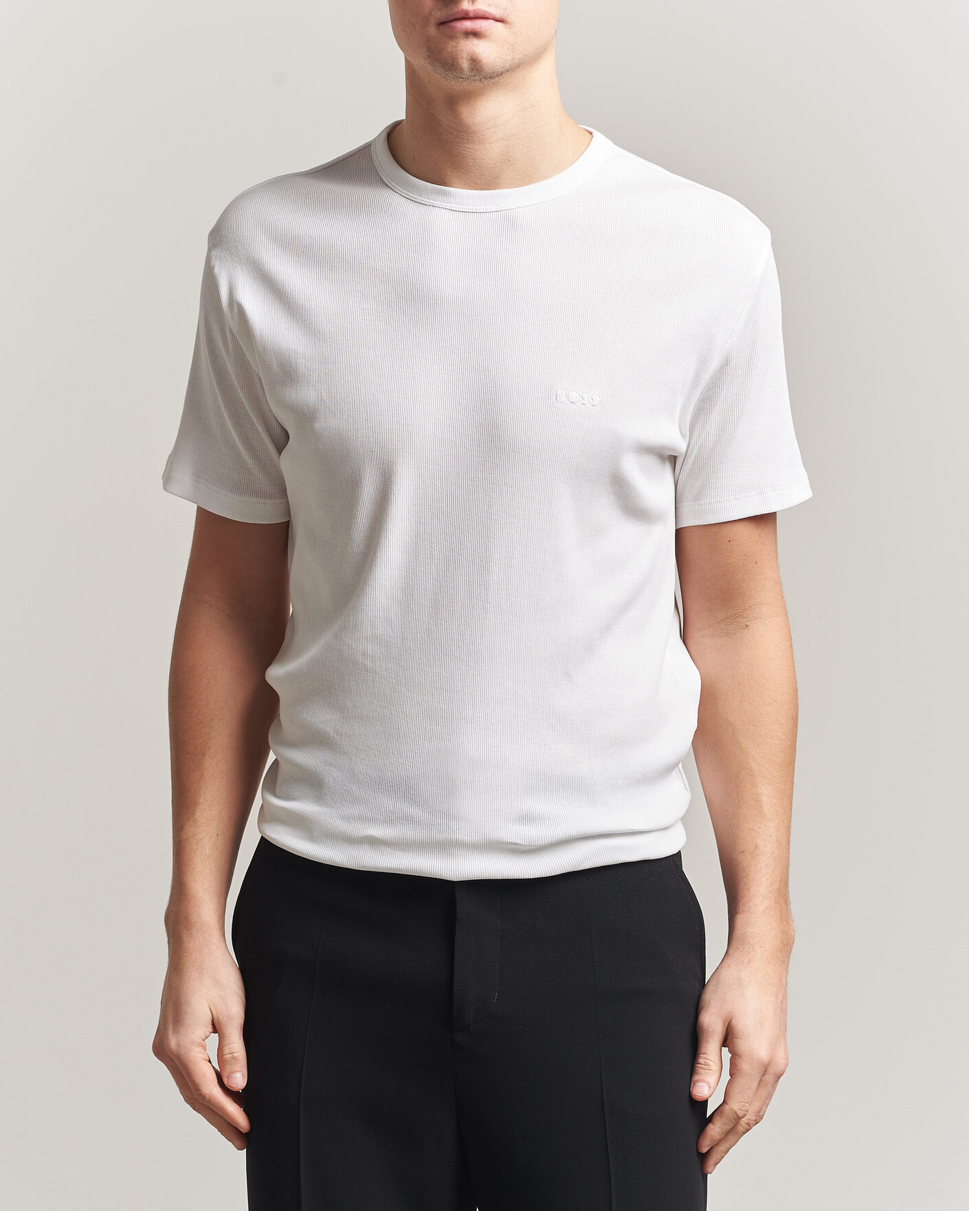 Homme | T-shirts | BOSS BLACK | 2-Pack Ribbed T-Shirt White/Black