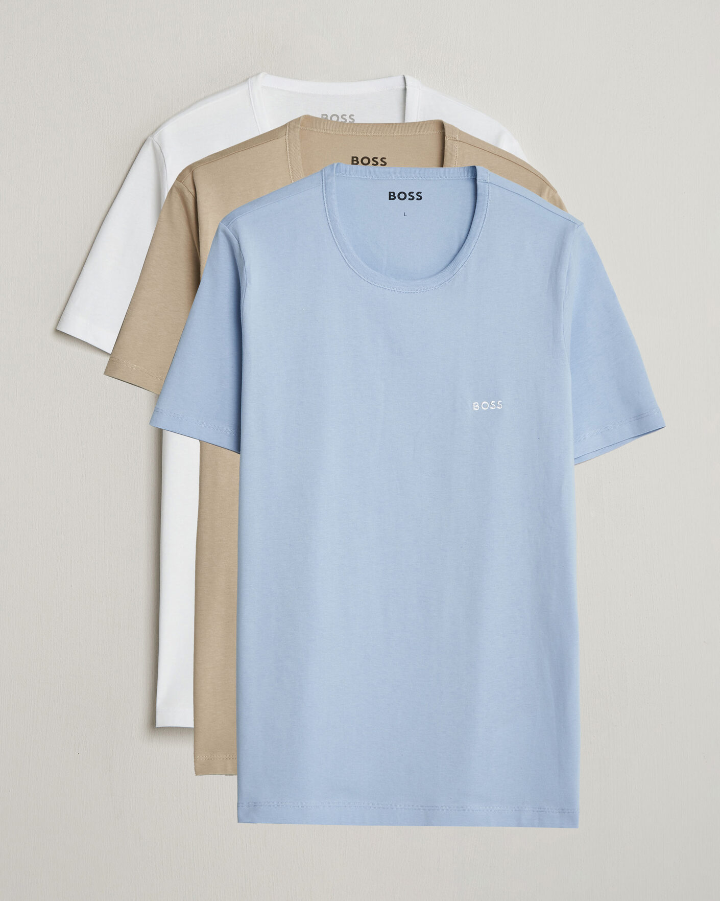 Homme | T-shirts | BOSS BLACK | 3-Pack Crew Neck T-Shirt White/Blue/Beige