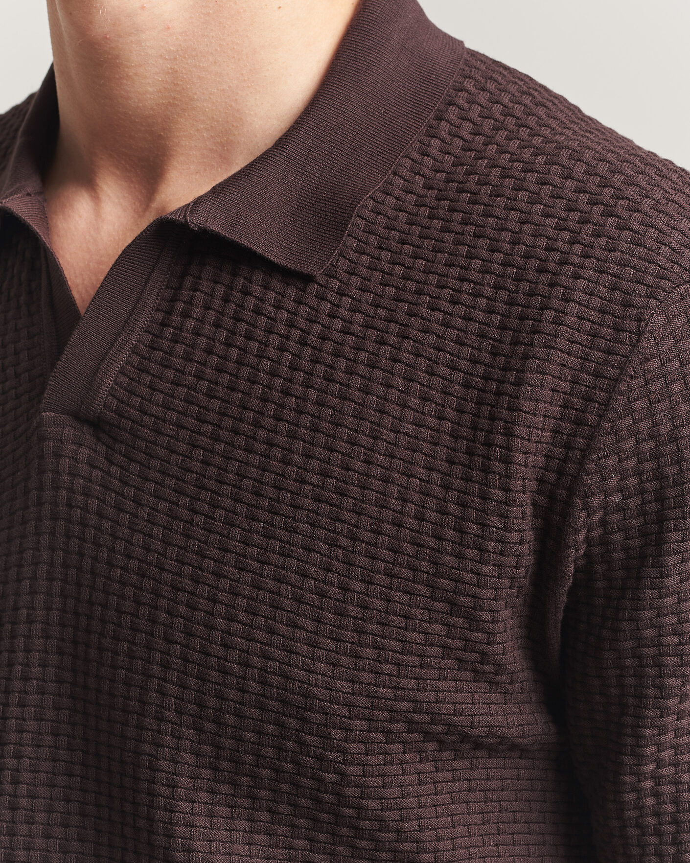 Homme | Polos | BOSS BLACK | Natalo Structured Knitted Polo Dark Brown