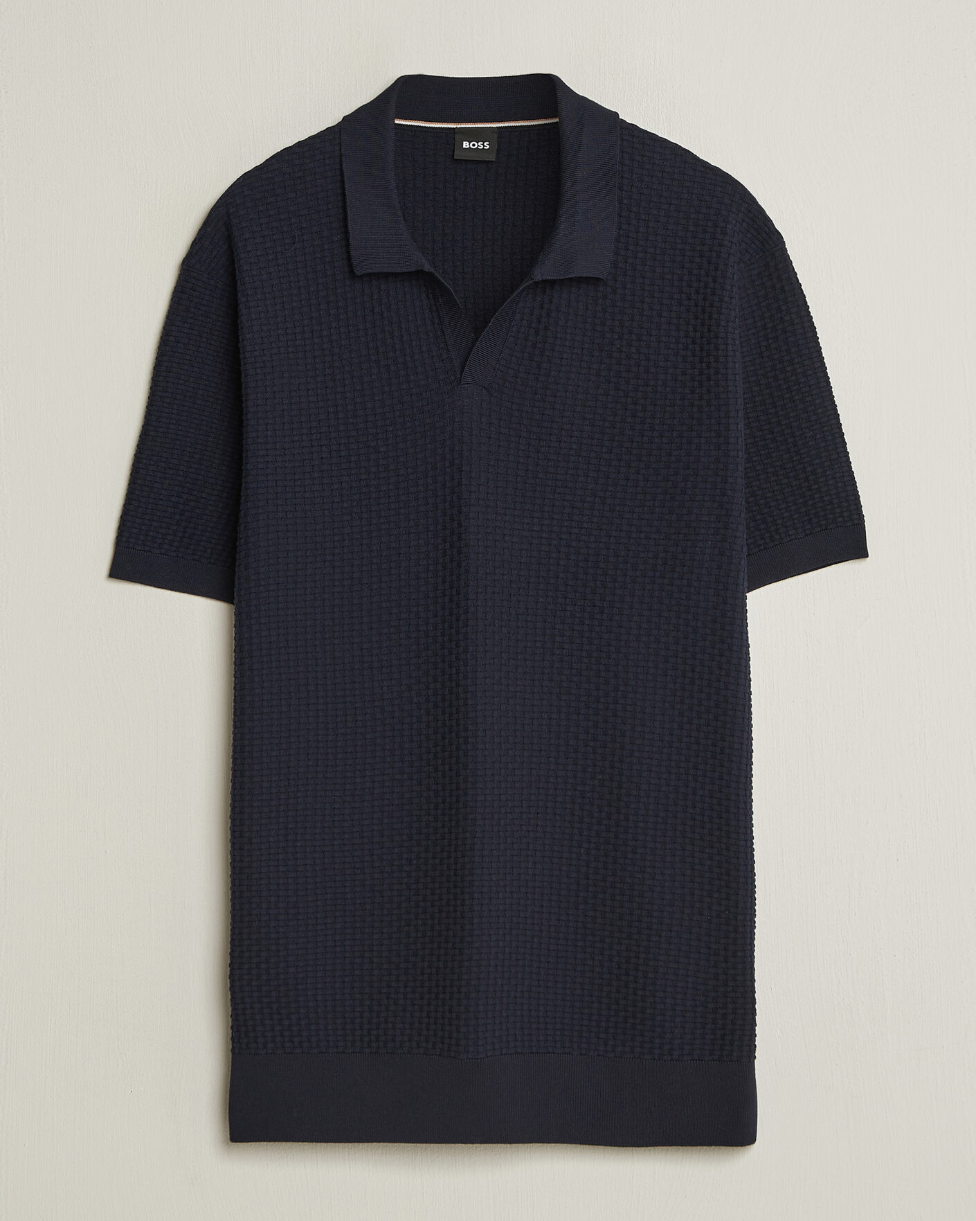Homme | Polos | BOSS BLACK | Natalo Structured Knitted Polo Dark Blue