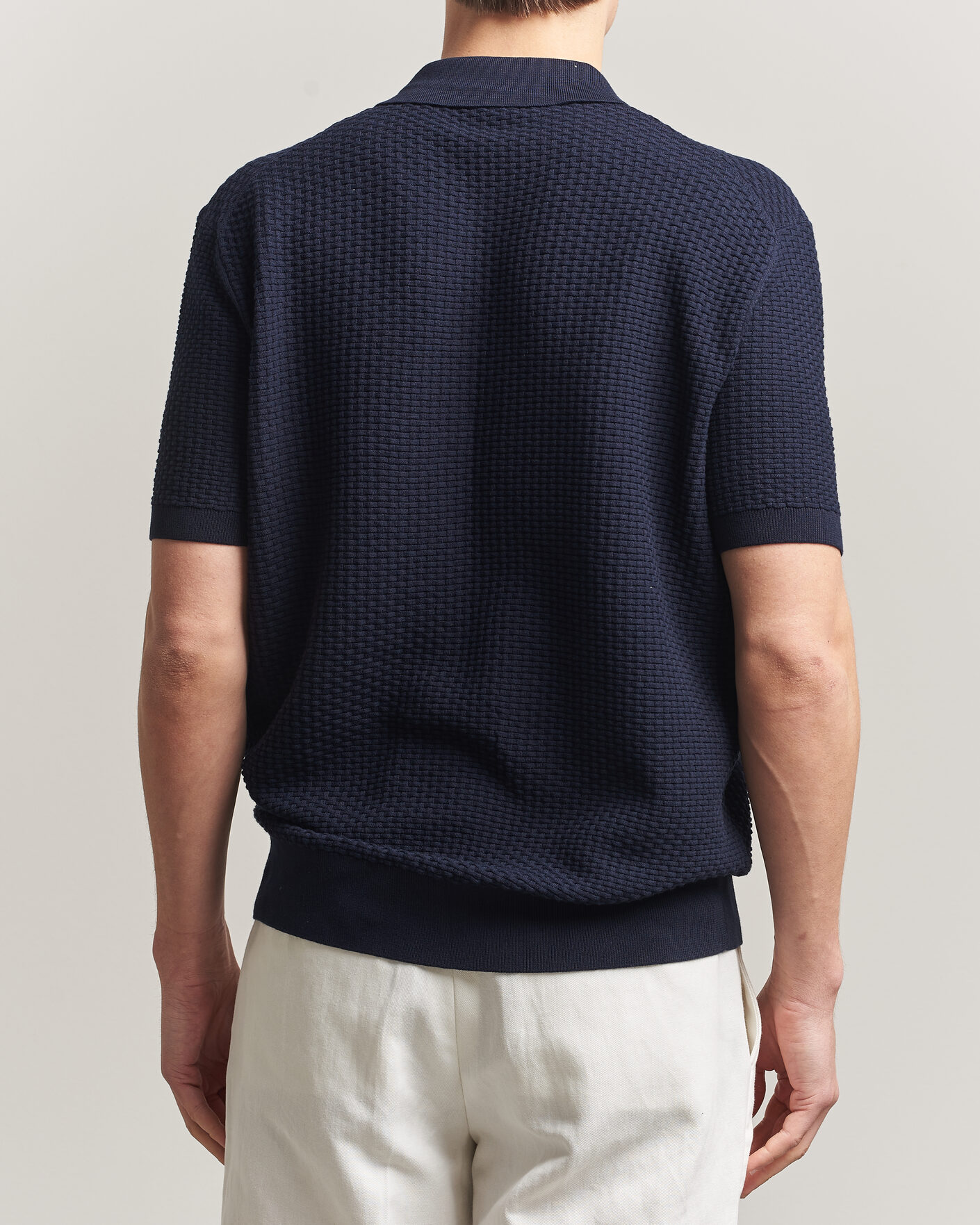 Homme | Polos | BOSS BLACK | Natalo Structured Knitted Polo Dark Blue