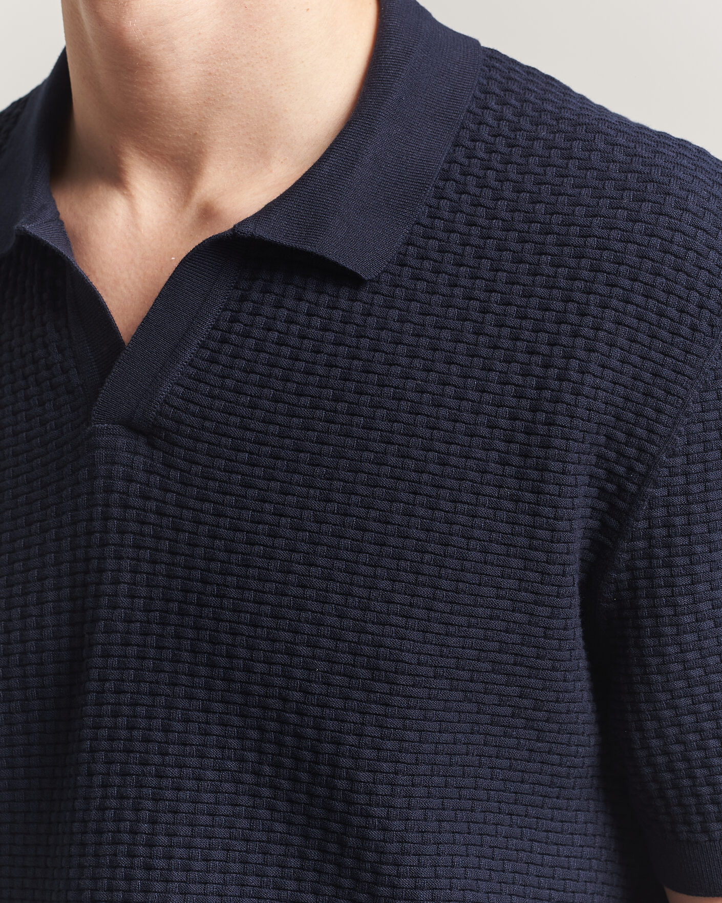 Homme | Polos | BOSS BLACK | Natalo Structured Knitted Polo Dark Blue