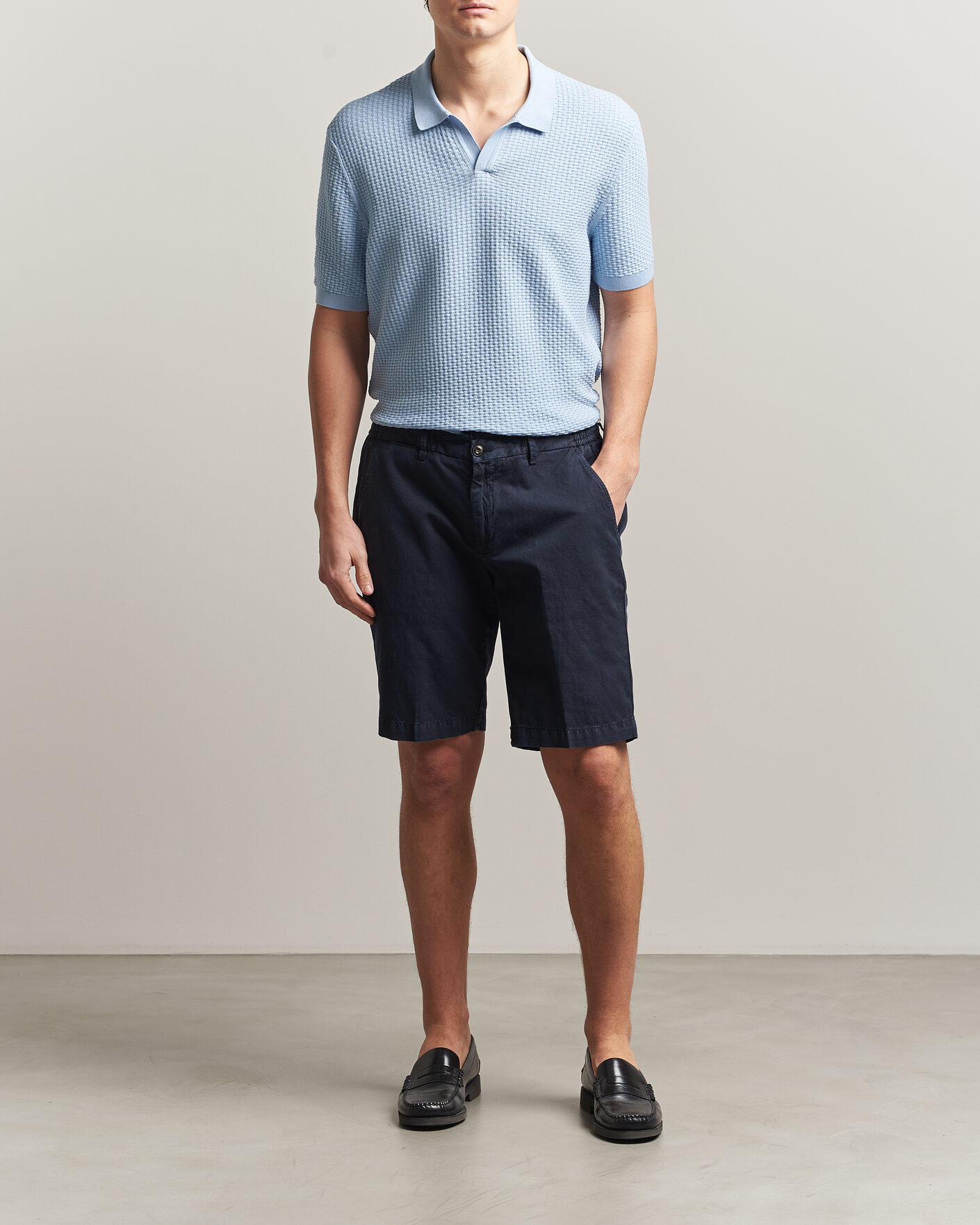 Homme | Polos | BOSS BLACK | Natalo Structured Knitted Polo Light Blue