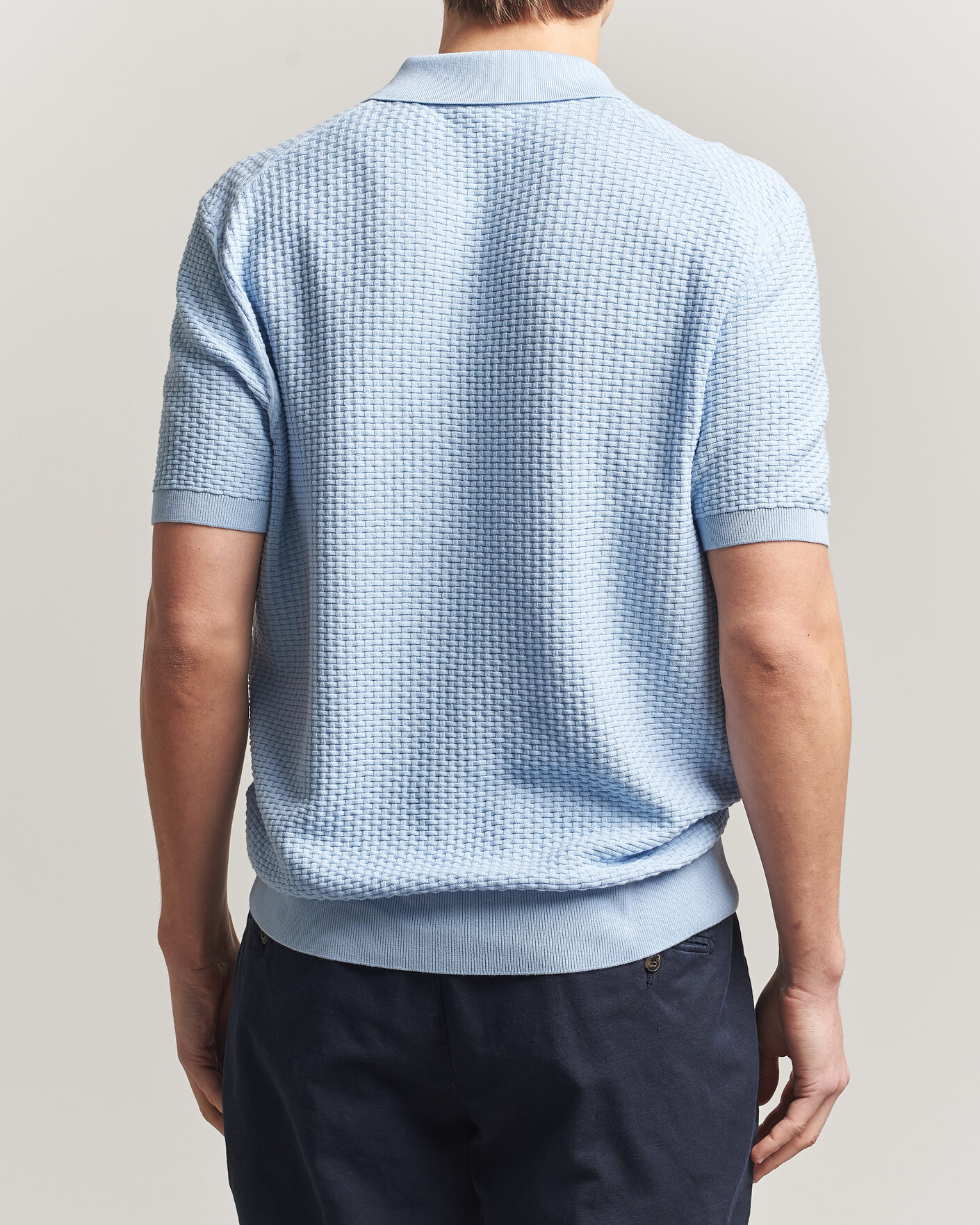Homme | Polos | BOSS BLACK | Natalo Structured Knitted Polo Light Blue