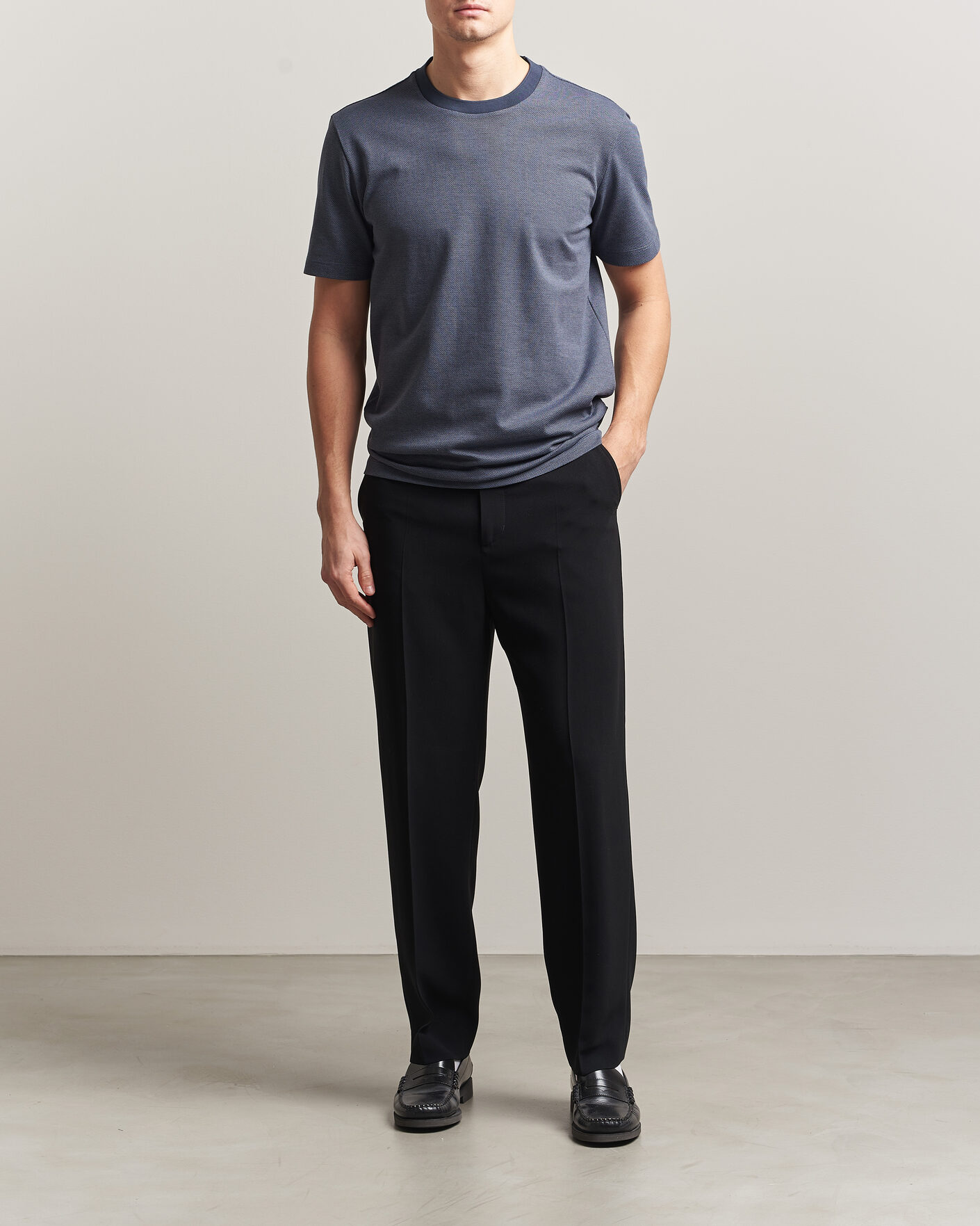 Homme | T-shirts | BOSS BLACK | Thompson Structured T-Shirt Dark Blue
