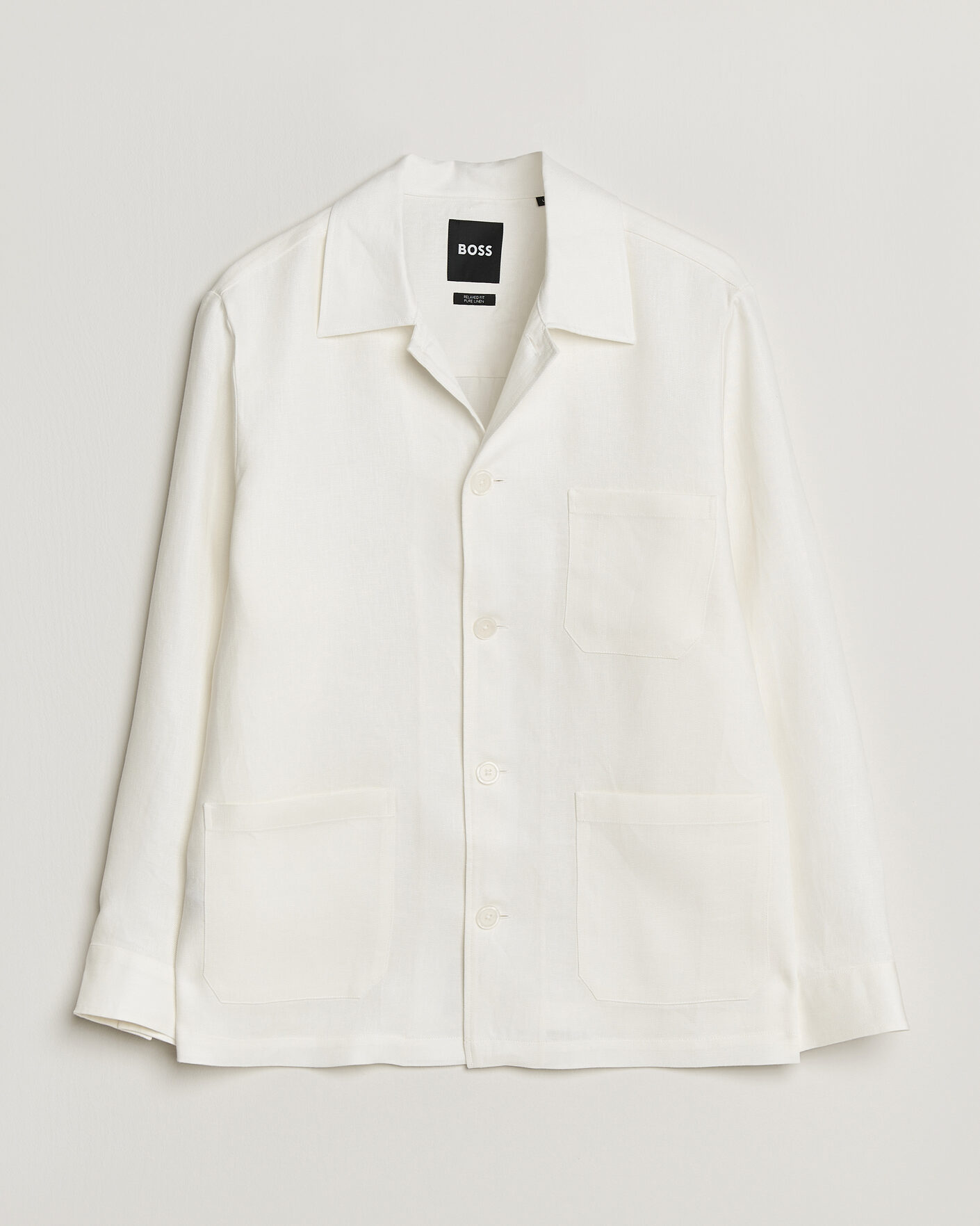 Homme | Chemises | BOSS BLACK | Cai Linen Overshirt White