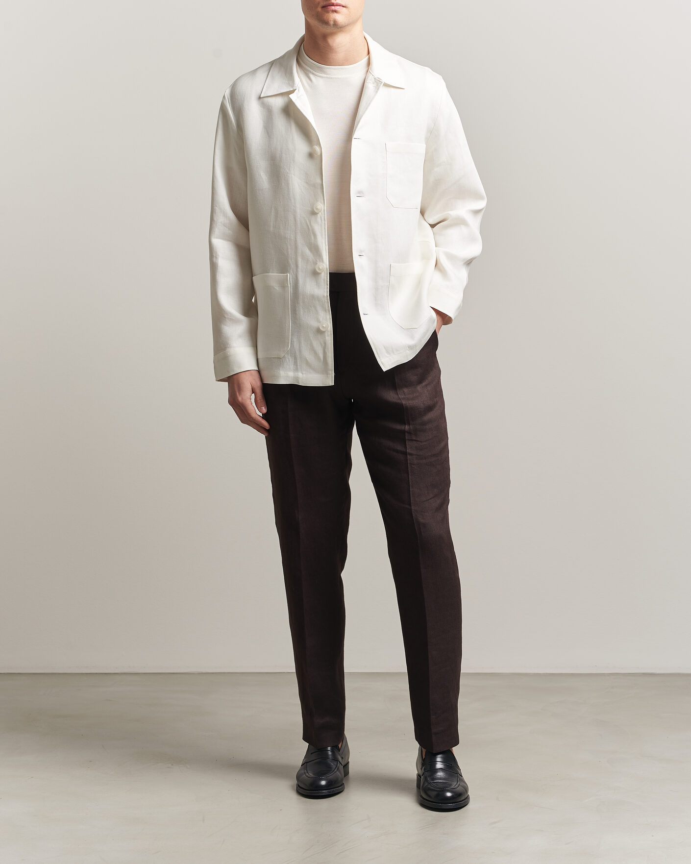 Homme | Chemises | BOSS BLACK | Cai Linen Overshirt White