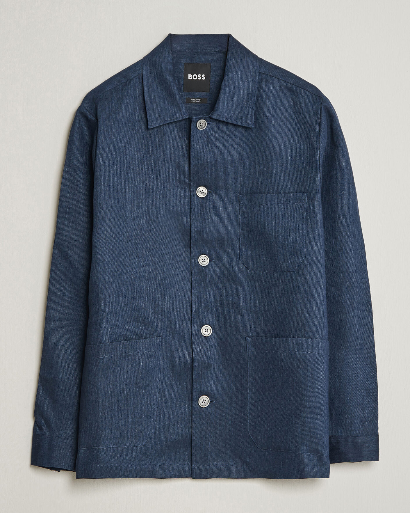 Homme | Chemises | BOSS BLACK | Cai Linen Overshirt Dark Blue
