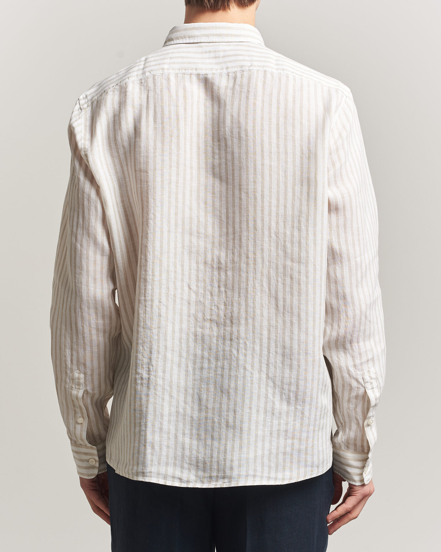 Homme | Chemises | BOSS BLACK | Liam Striped Linen Shirt Open Beige