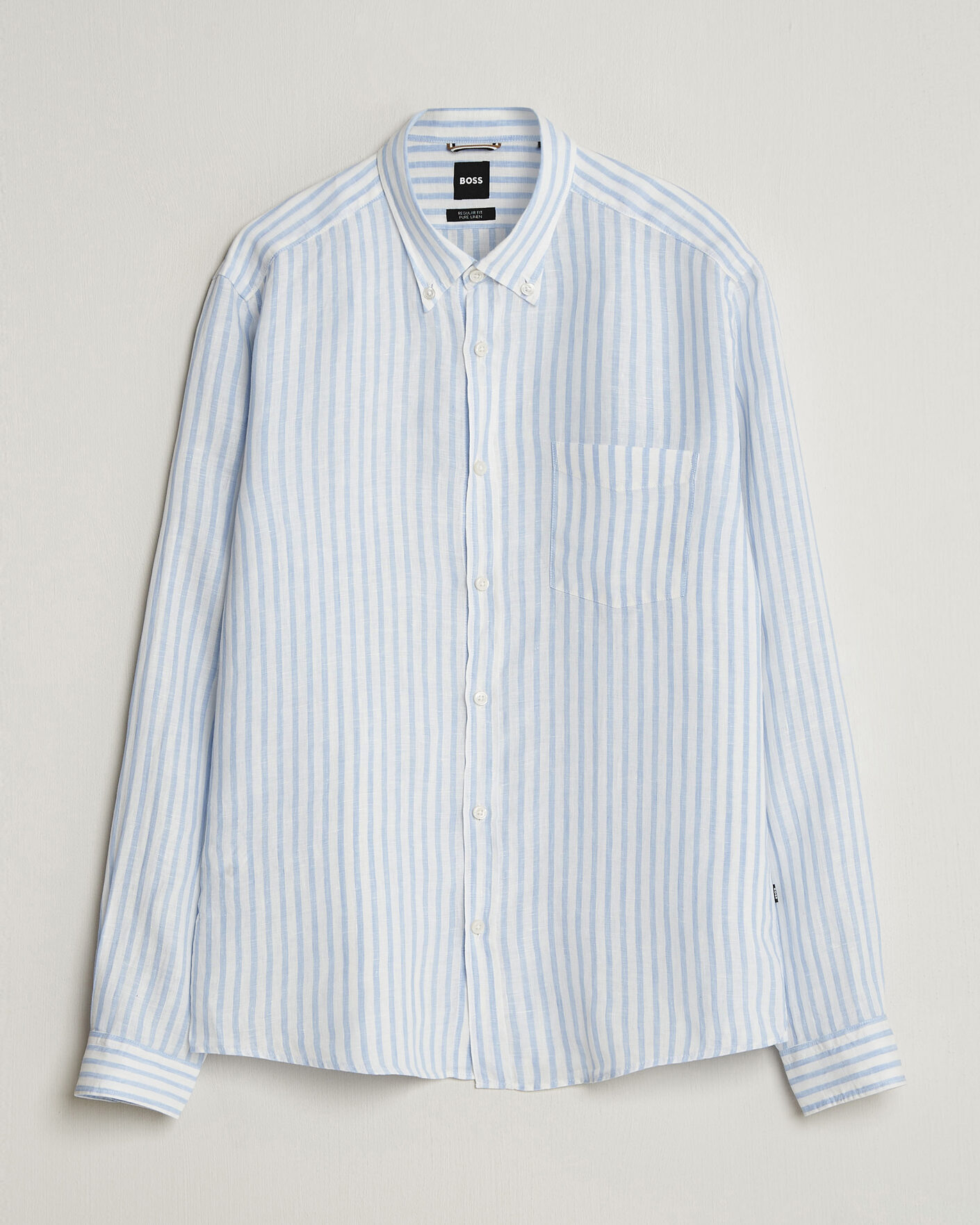Homme | Chemises | BOSS BLACK | Liam Striped Linen Shirt Light Blue
