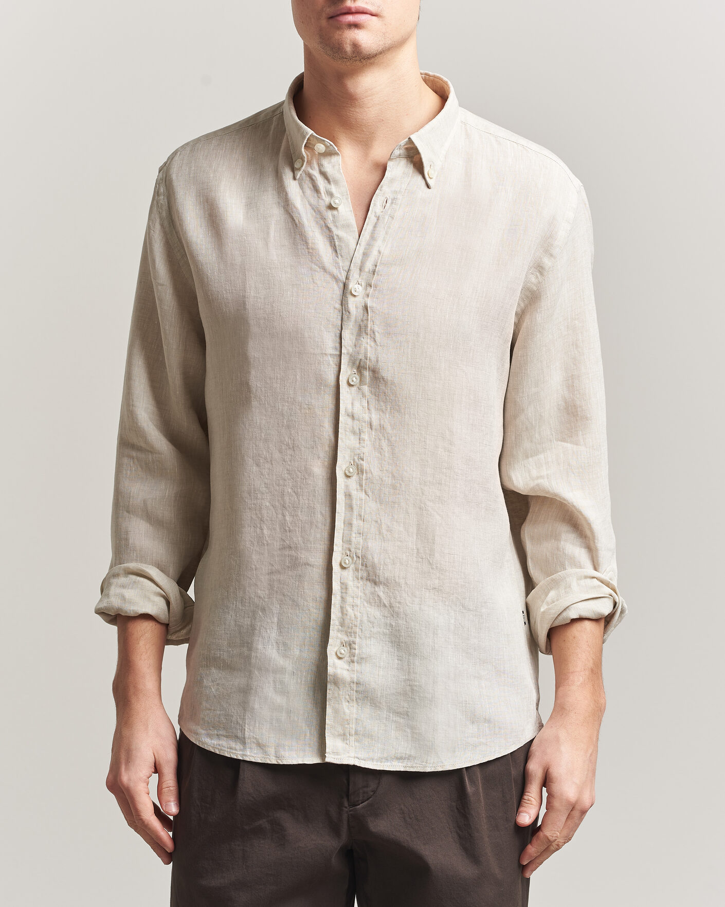 Homme | Chemises | BOSS BLACK | Liam Linen Shirt Open Beige