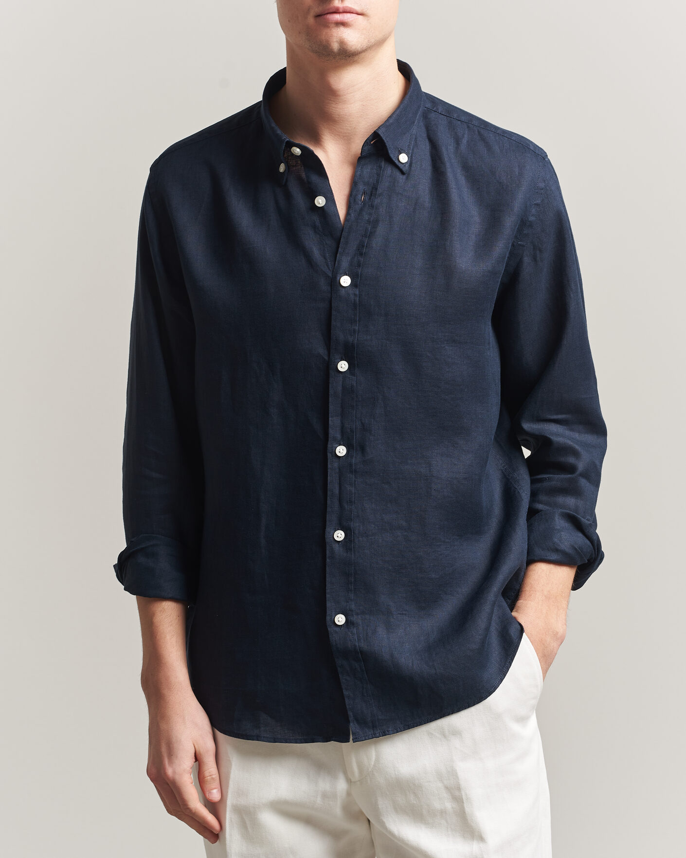Homme | Chemises | BOSS BLACK | Liam Linen Shirt Dark Blue