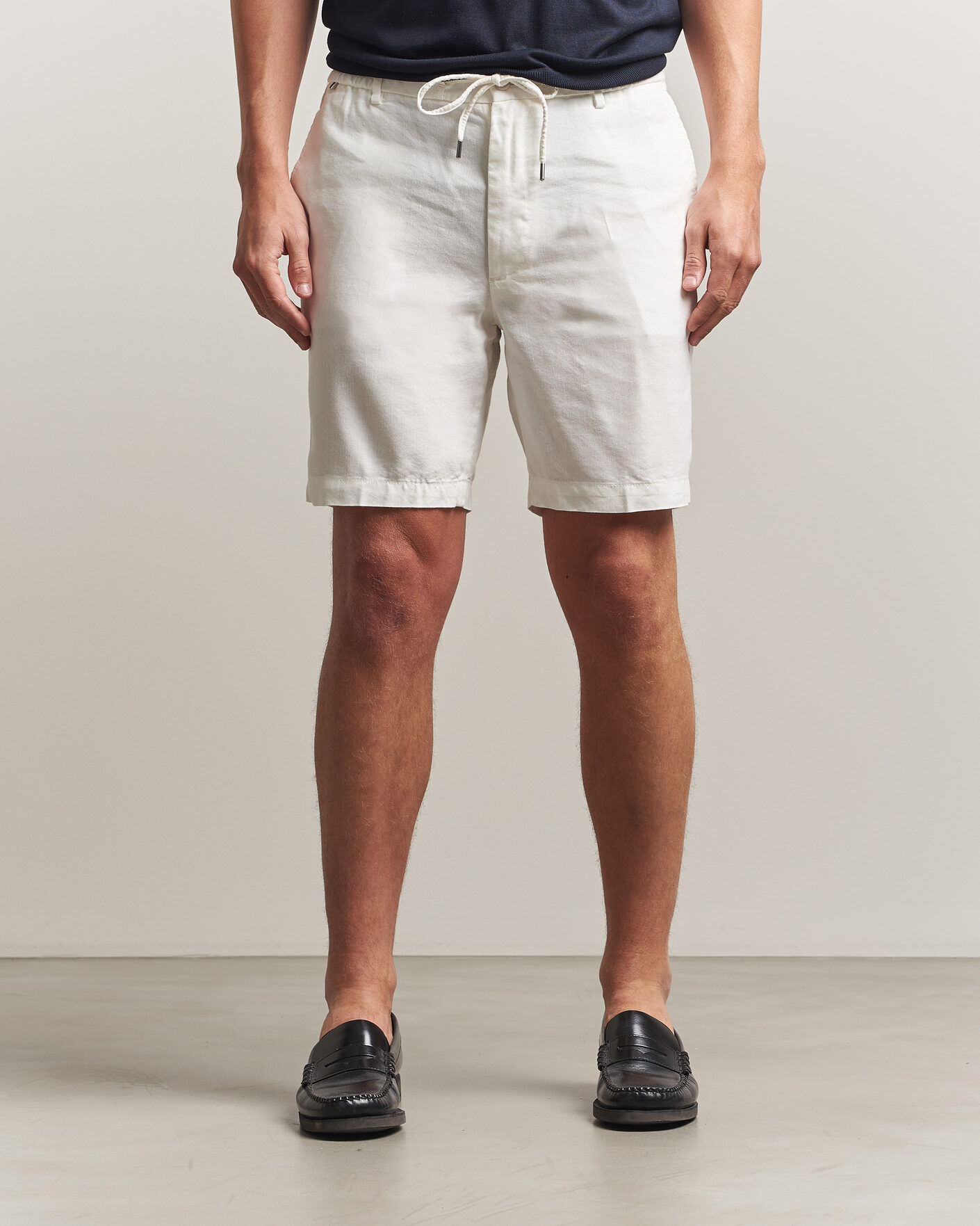 Homme | Shorts | BOSS BLACK | Kane Linen Drawstring Shorts White