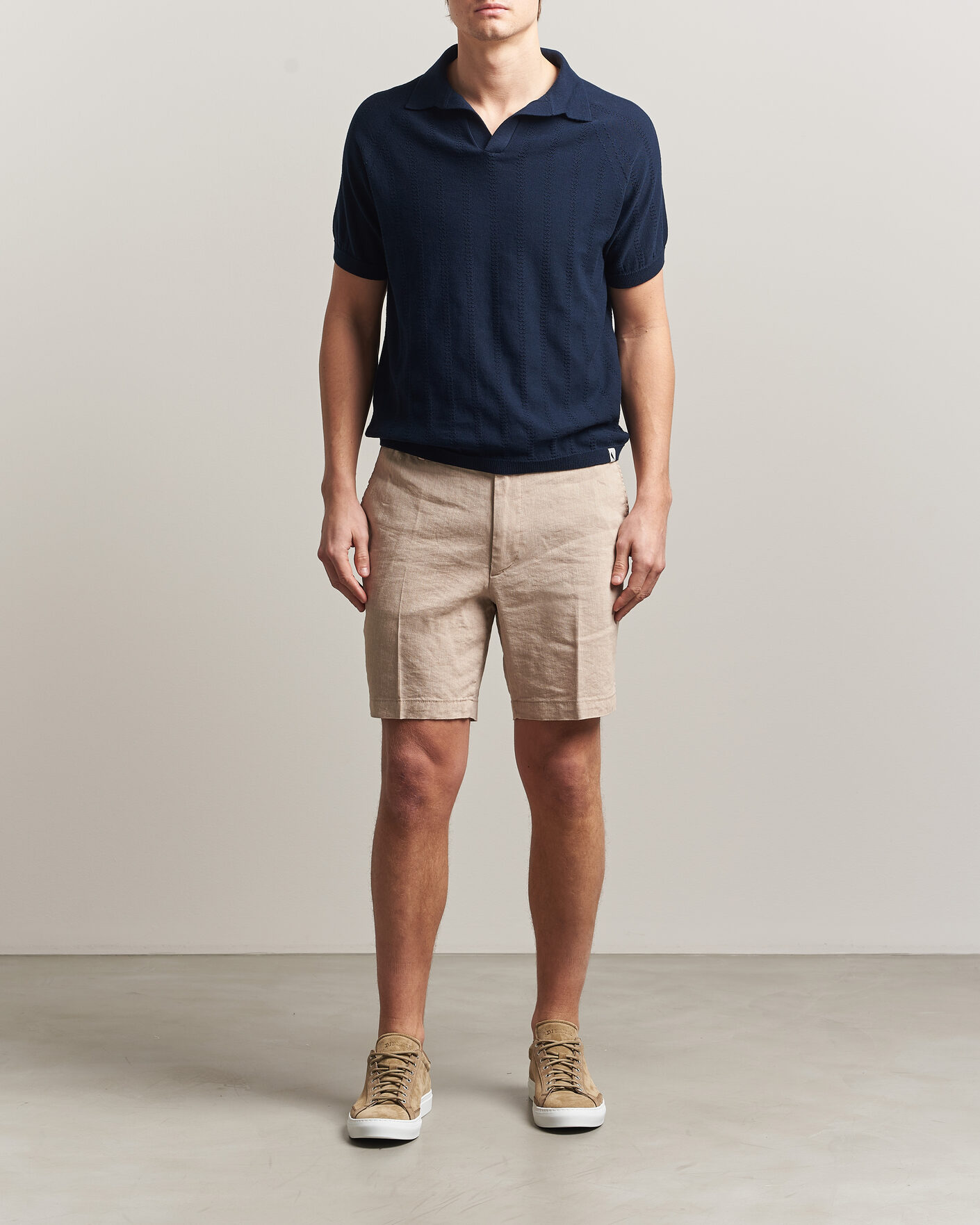 Homme | Shorts | BOSS BLACK | Kane Linen Drawstring Shorts Open Beige