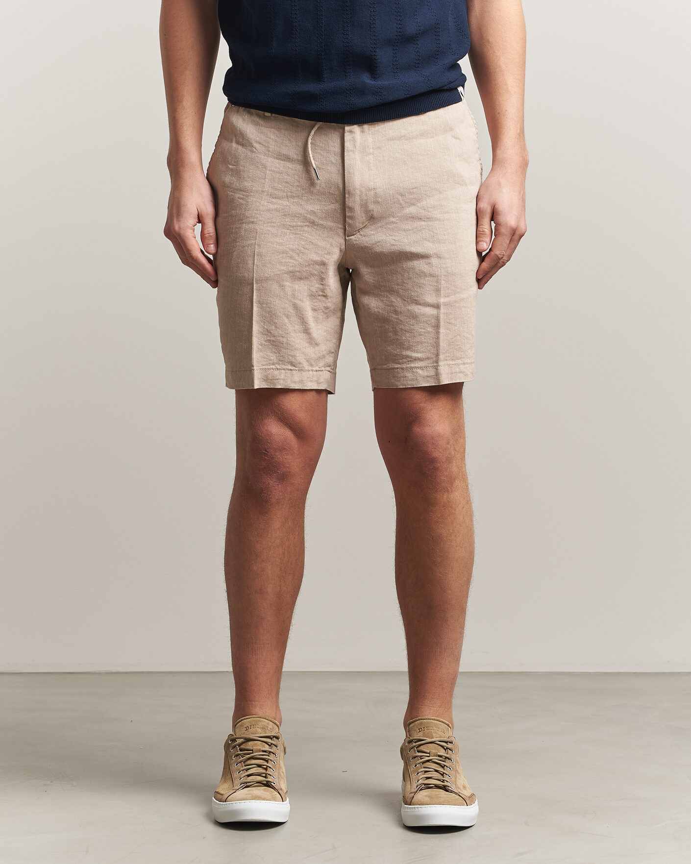 Homme | Shorts | BOSS BLACK | Kane Linen Drawstring Shorts Open Beige