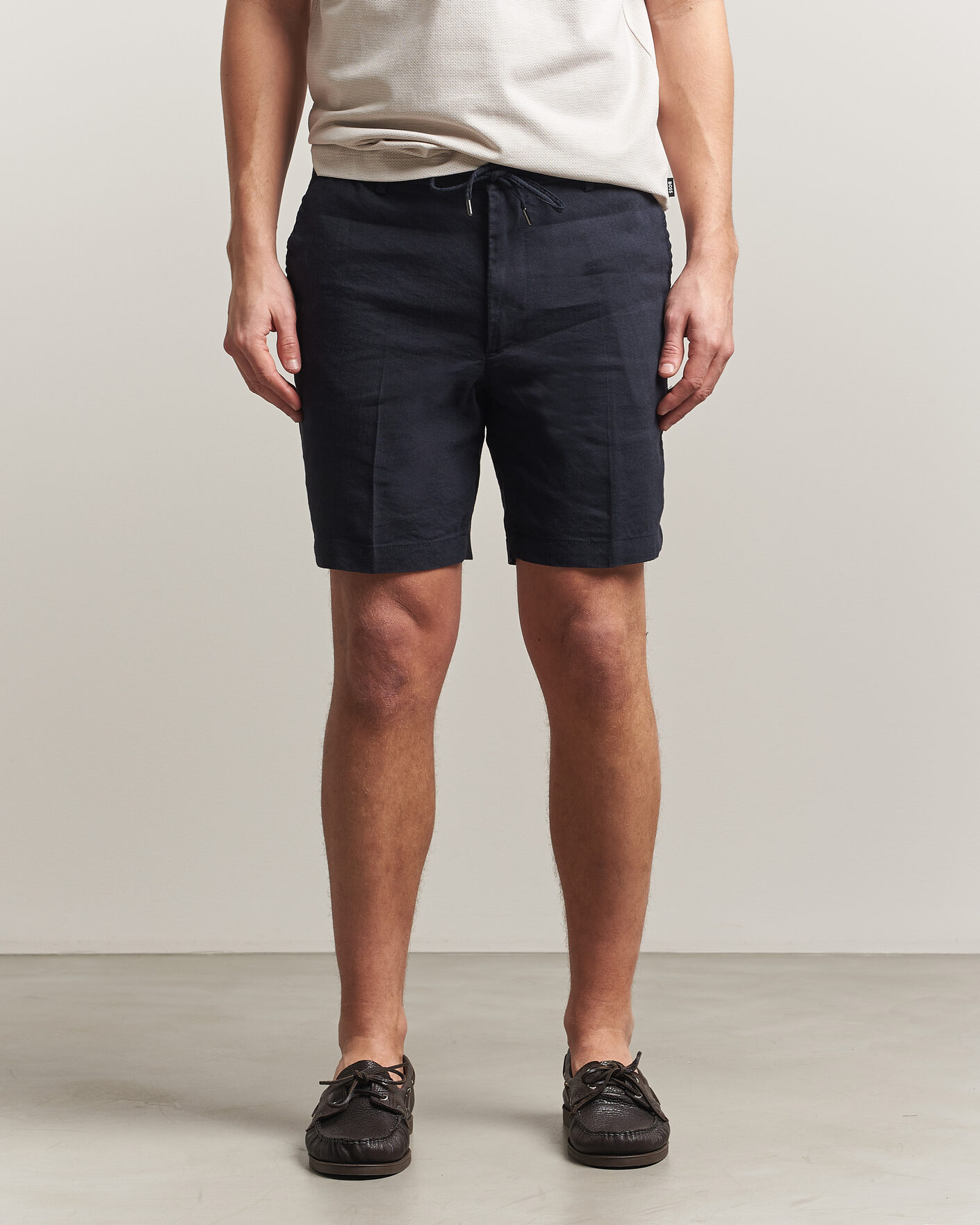 Homme | Shorts | BOSS BLACK | Kane Linen Drawstring Shorts Dark Blue