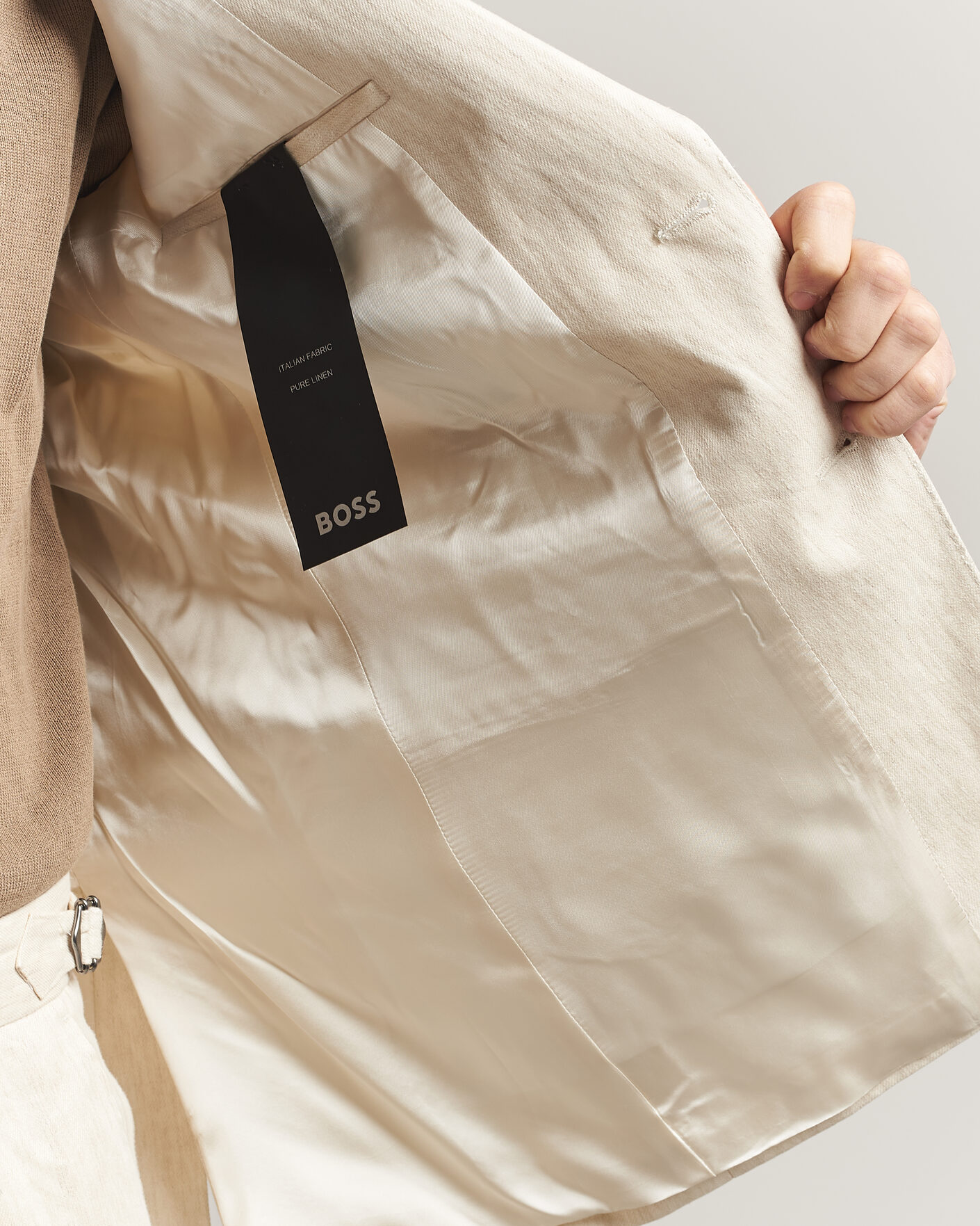 Homme | Blazers | BOSS BLACK | Hutson Linen Suit Blazer Open Beige