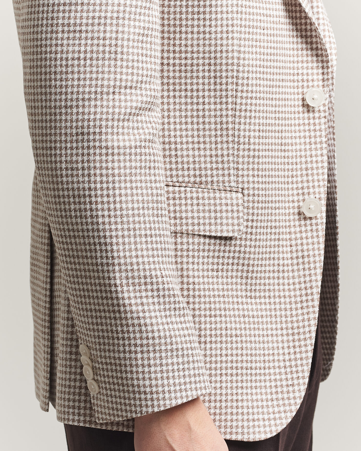Homme | Blazers | BOSS BLACK | Hutson Linen/Cotton Houndstooth Blazer Open Beige