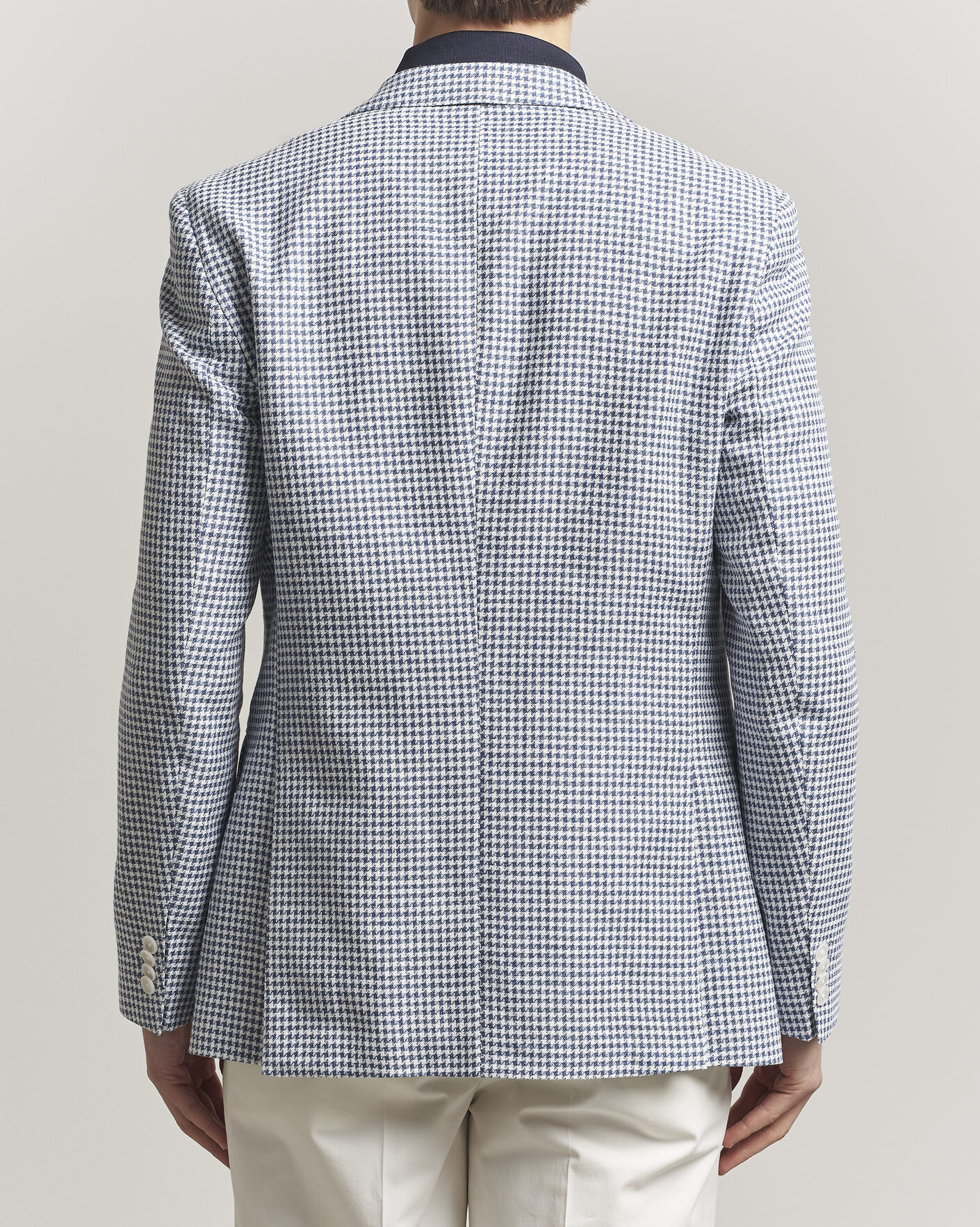 Homme | Blazers | BOSS BLACK | Hutson Linen/Cotton Houndstooth Blazer Open Blue