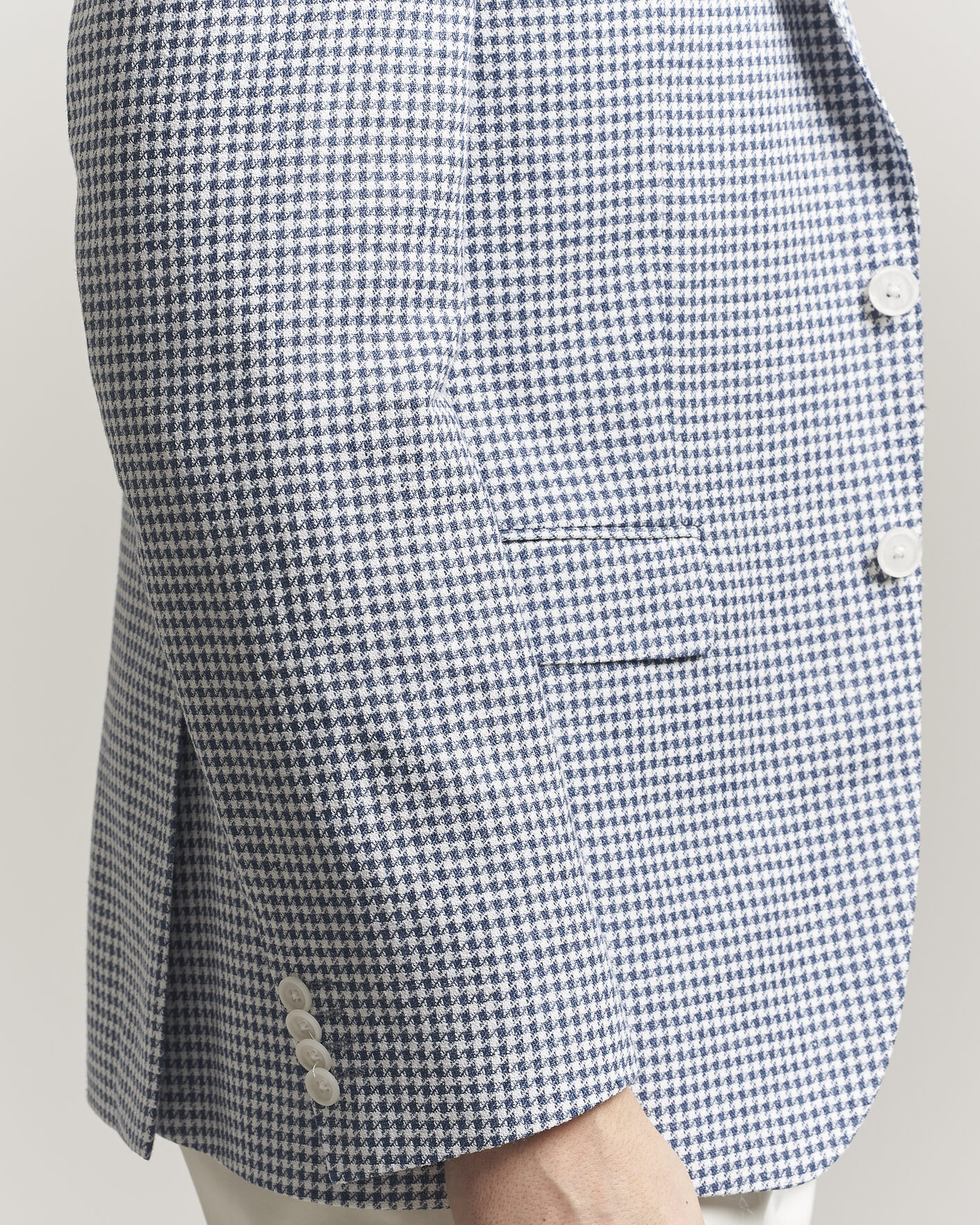 Homme | Blazers | BOSS BLACK | Hutson Linen/Cotton Houndstooth Blazer Open Blue