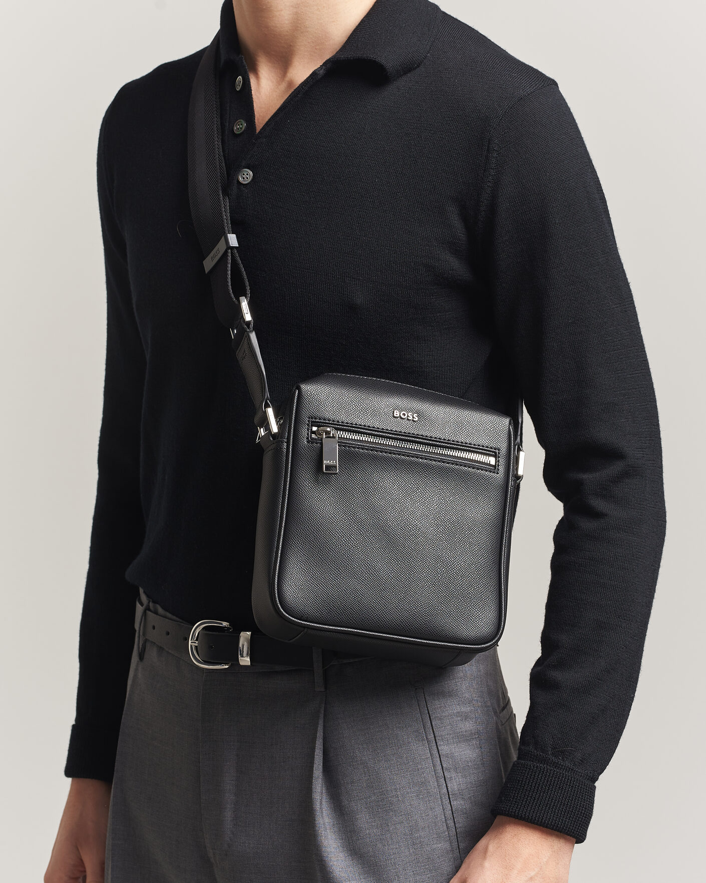 Homme | Sacs | BOSS BLACK | Daxter Leather Crossbody Bag Black