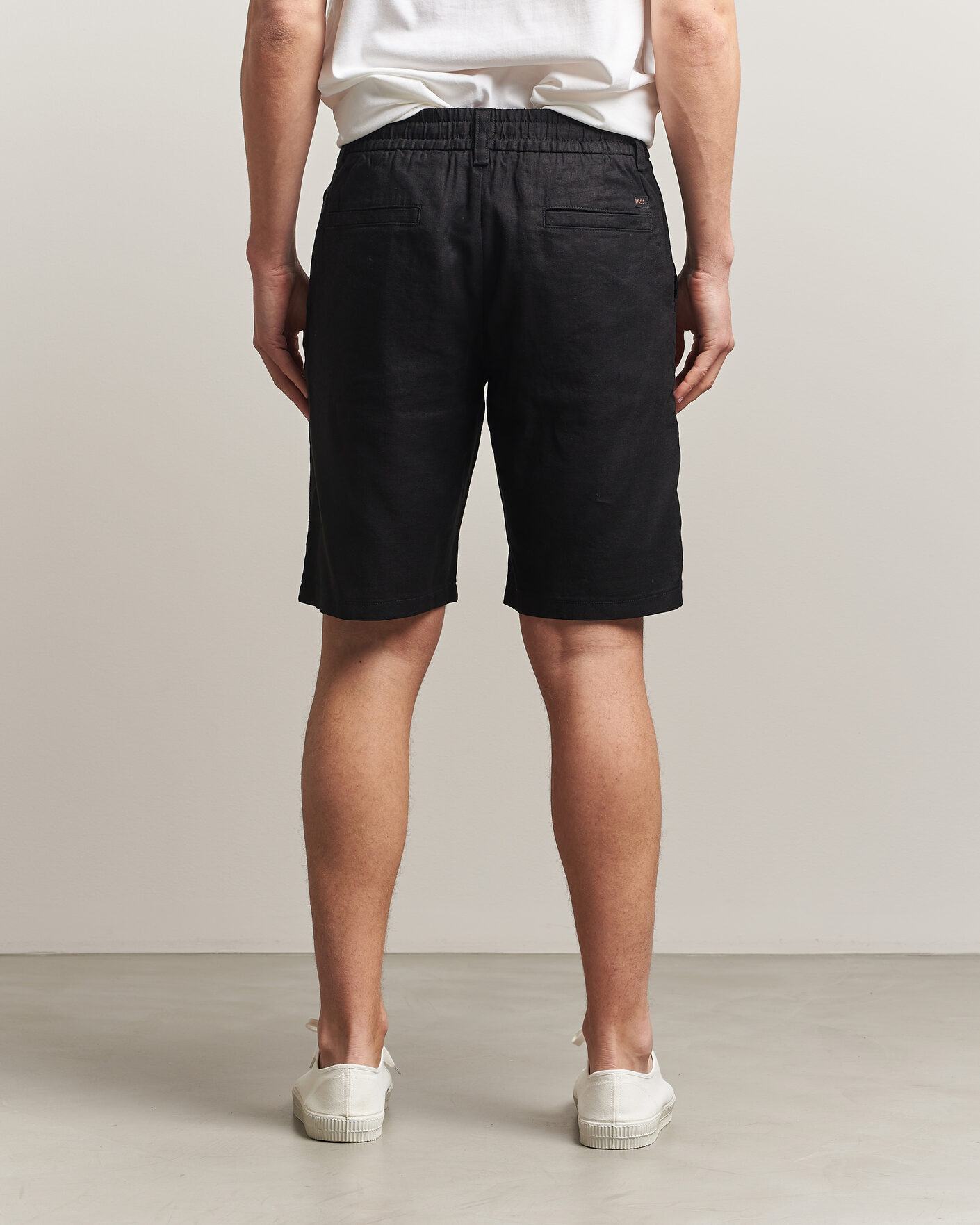 Homme | Shorts | BOSS ORANGE | Tapered Linen Drawstring Shorts Black