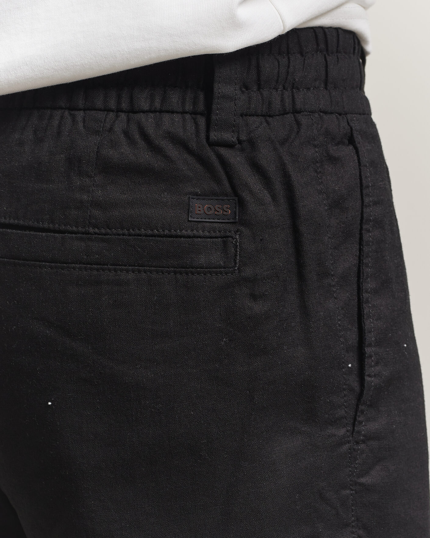 Homme | Shorts | BOSS ORANGE | Tapered Linen Drawstring Shorts Black