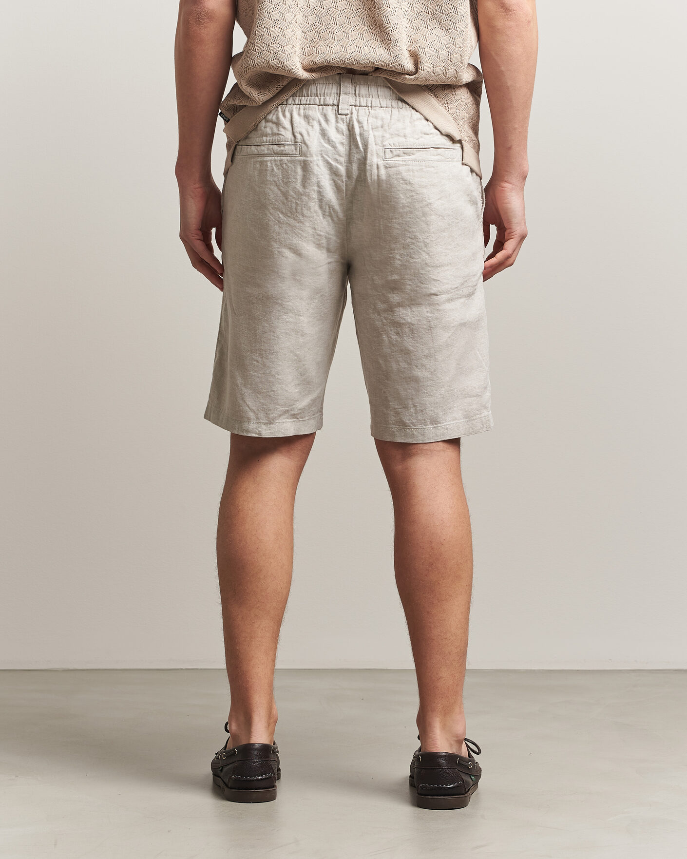 Homme | Shorts | BOSS ORANGE | Tapered Linen Drawstring Shorts Open Grey