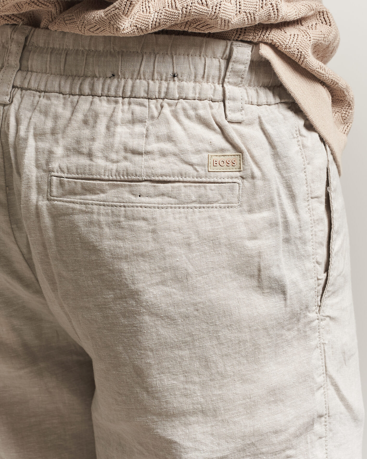 Homme | Shorts | BOSS ORANGE | Tapered Linen Drawstring Shorts Open Grey