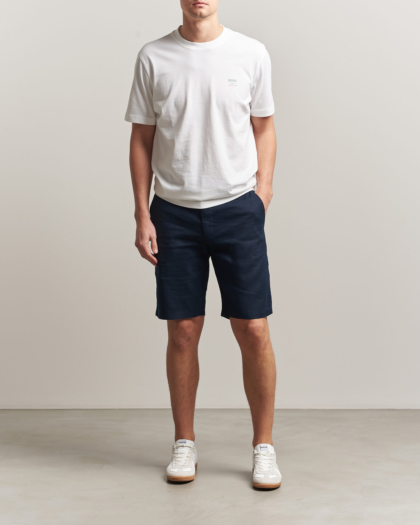 Homme | Shorts | BOSS ORANGE | Tapered Linen Drawstring Shorts Dark Blue