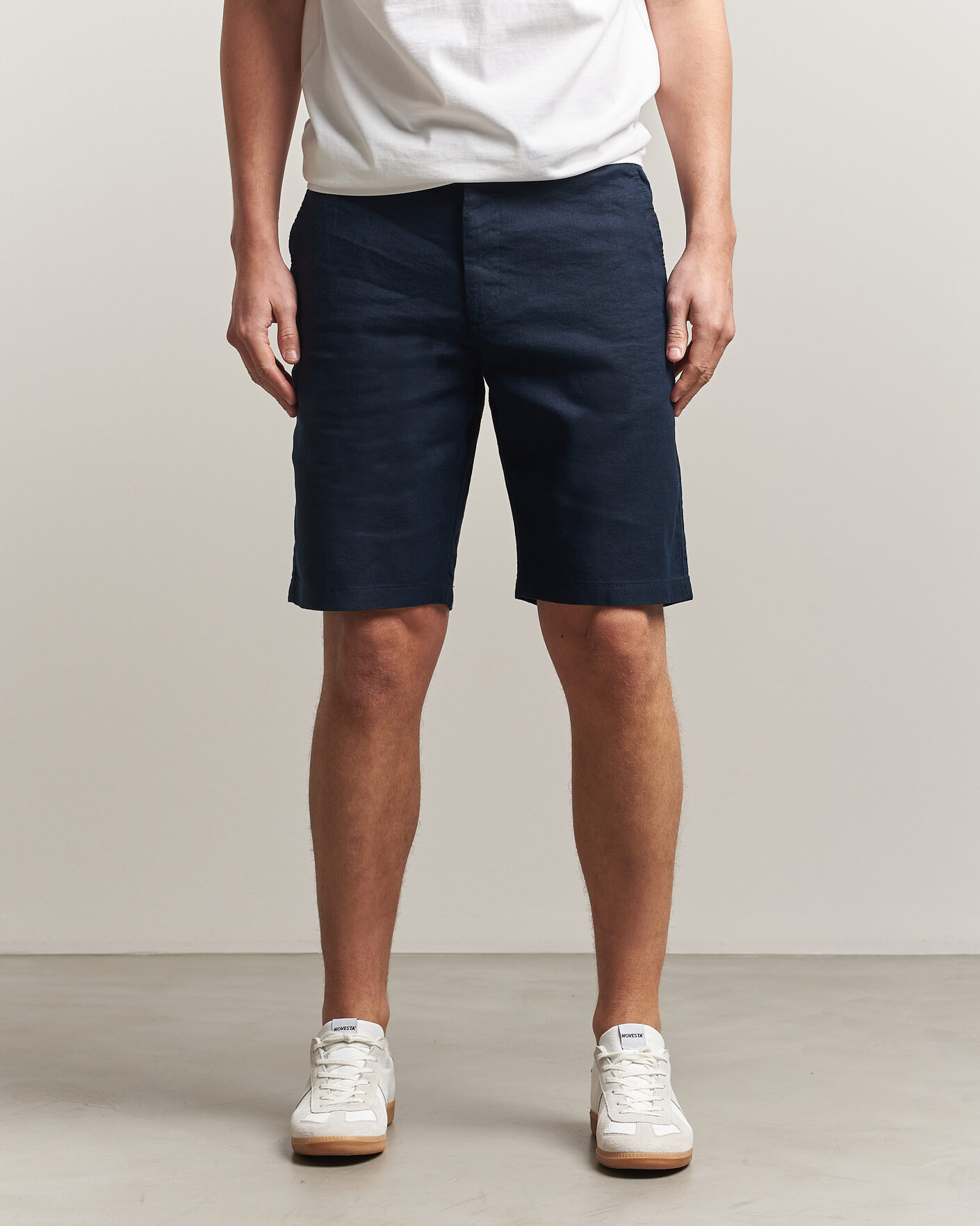 Homme | Shorts | BOSS ORANGE | Tapered Linen Drawstring Shorts Dark Blue