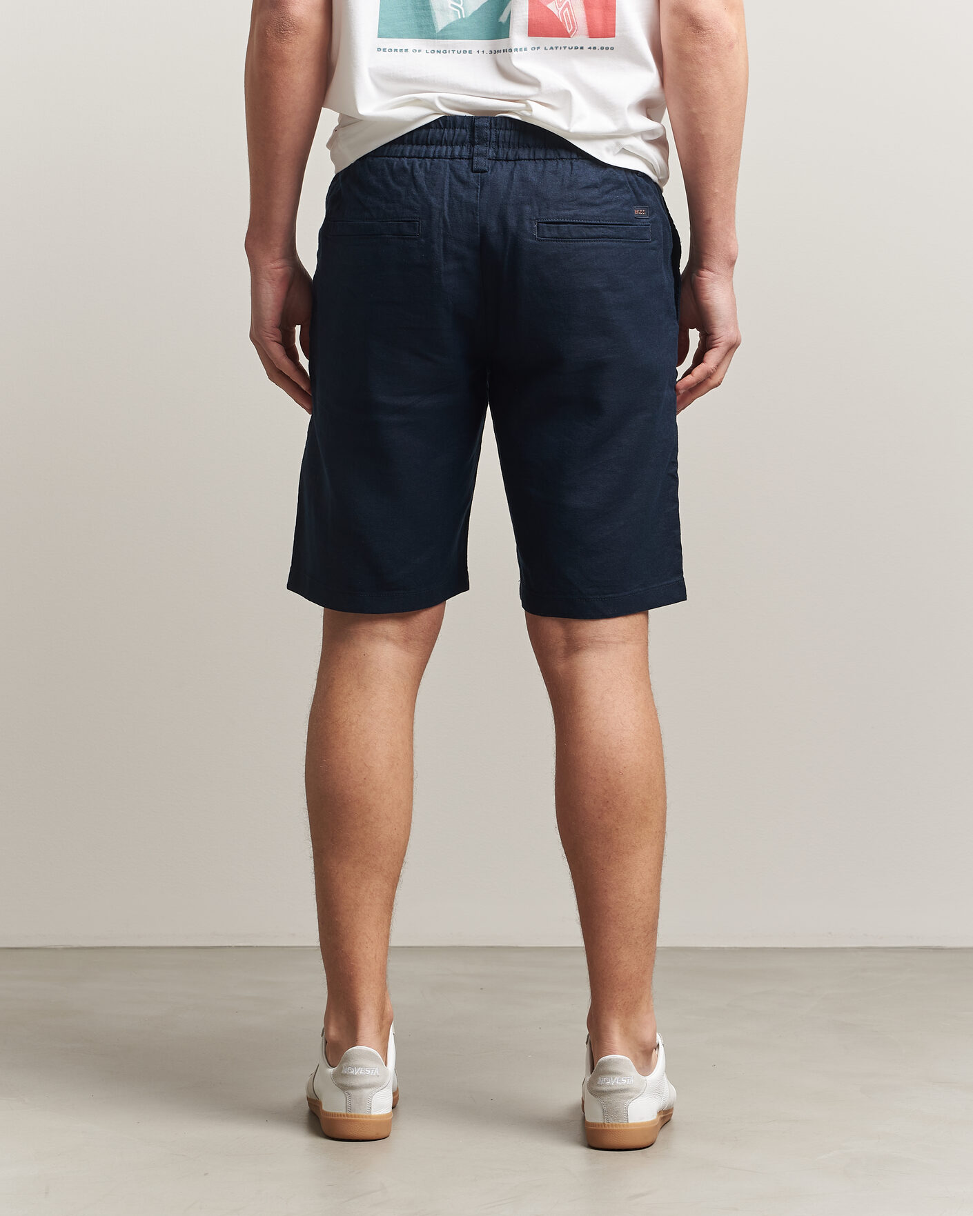 Homme | Shorts | BOSS ORANGE | Tapered Linen Drawstring Shorts Dark Blue