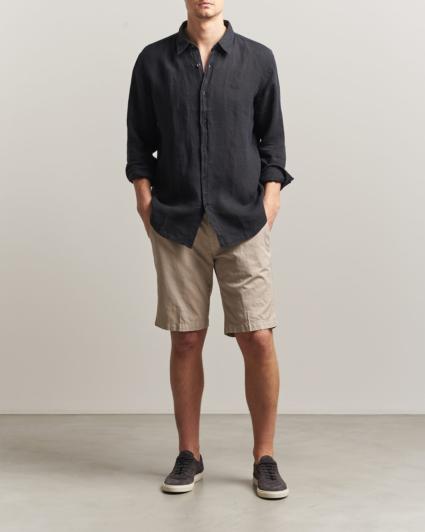 Homme | Chemises | BOSS ORANGE | Relegant Linen Shirt Black