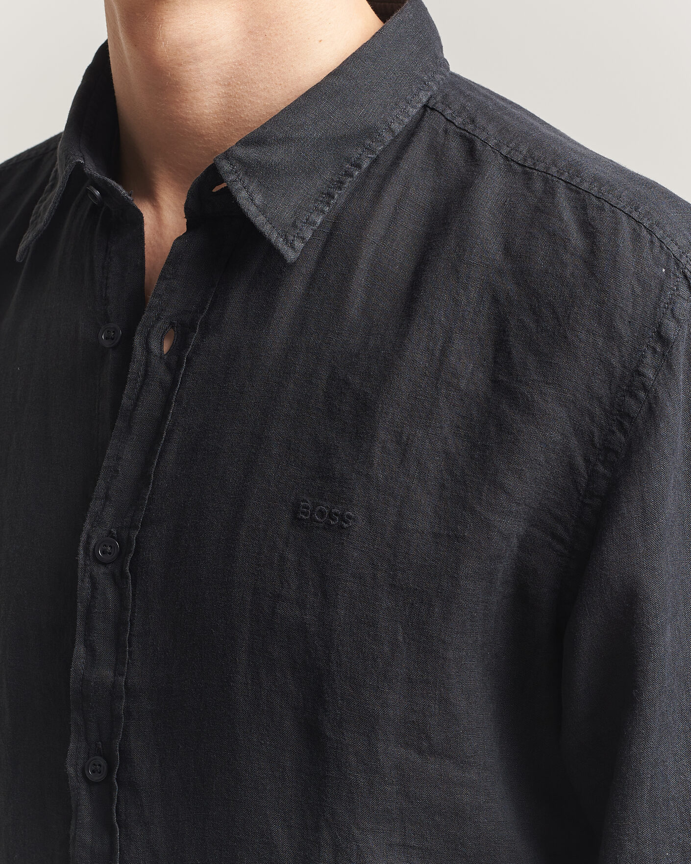Homme | Chemises | BOSS ORANGE | Relegant Linen Shirt Black