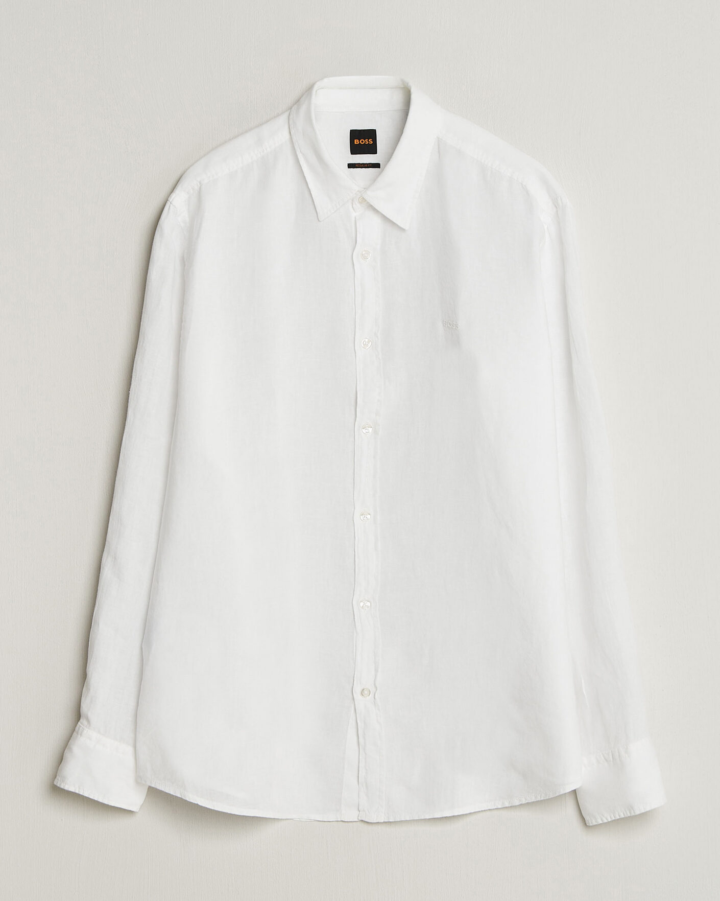 Homme | Chemises | BOSS ORANGE | Relegant Linen Shirt White