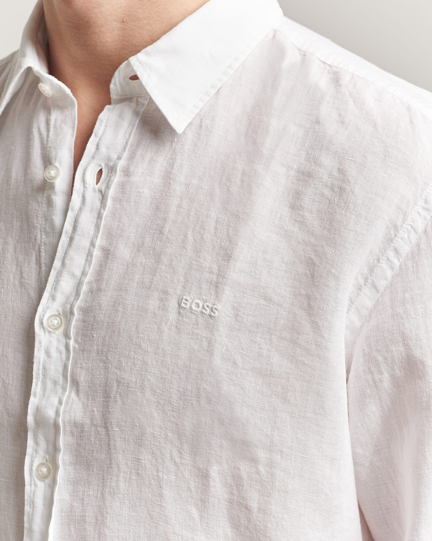 Homme | Chemises | BOSS ORANGE | Relegant Linen Shirt White