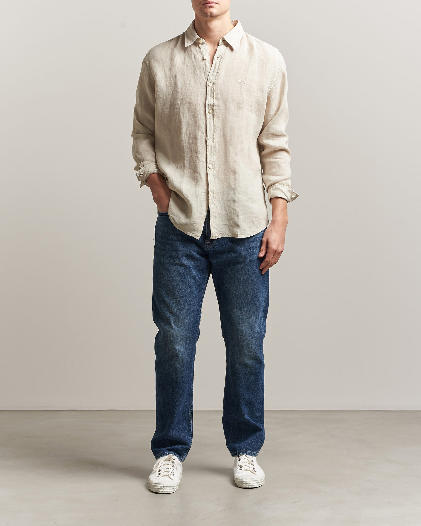 Homme | Chemises | BOSS ORANGE | Relegant Linen Shirt Light Beige