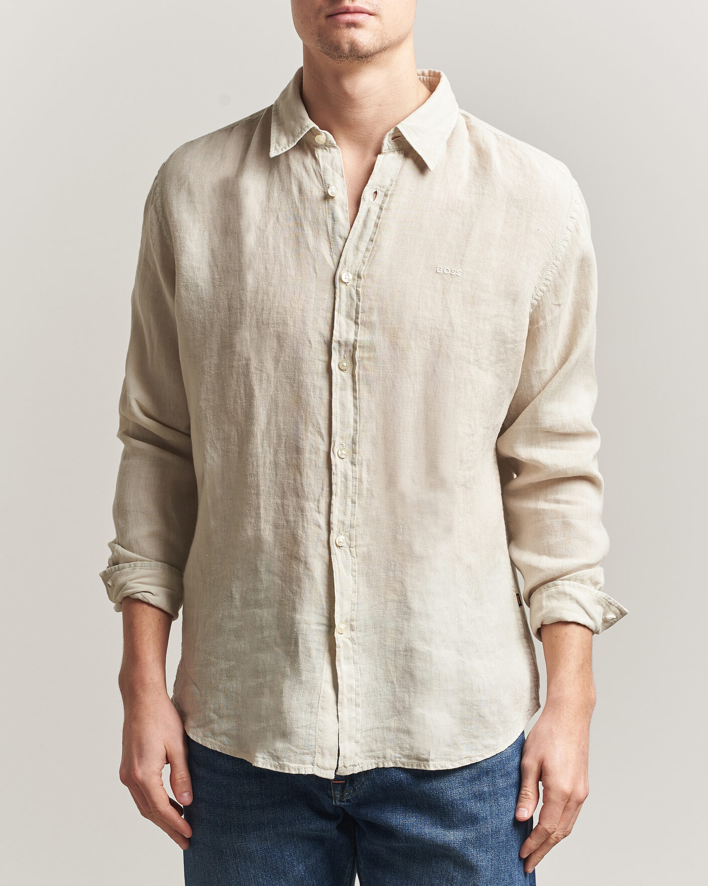 Homme | Chemises | BOSS ORANGE | Relegant Linen Shirt Light Beige