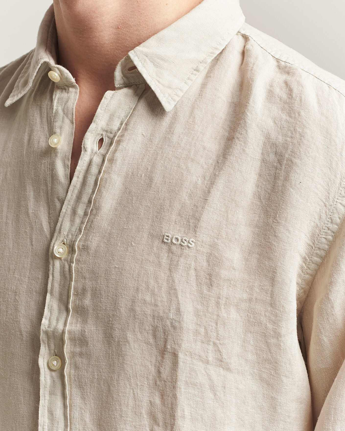 Homme | Chemises | BOSS ORANGE | Relegant Linen Shirt Light Beige