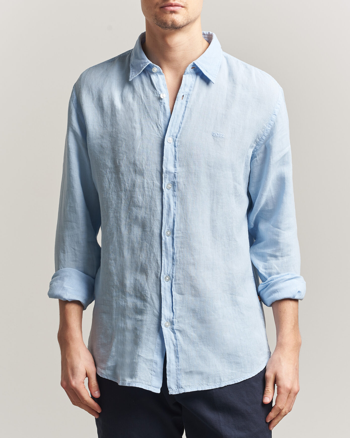 Homme | Chemises | BOSS ORANGE | Relegant Linen Shirt Light Blue