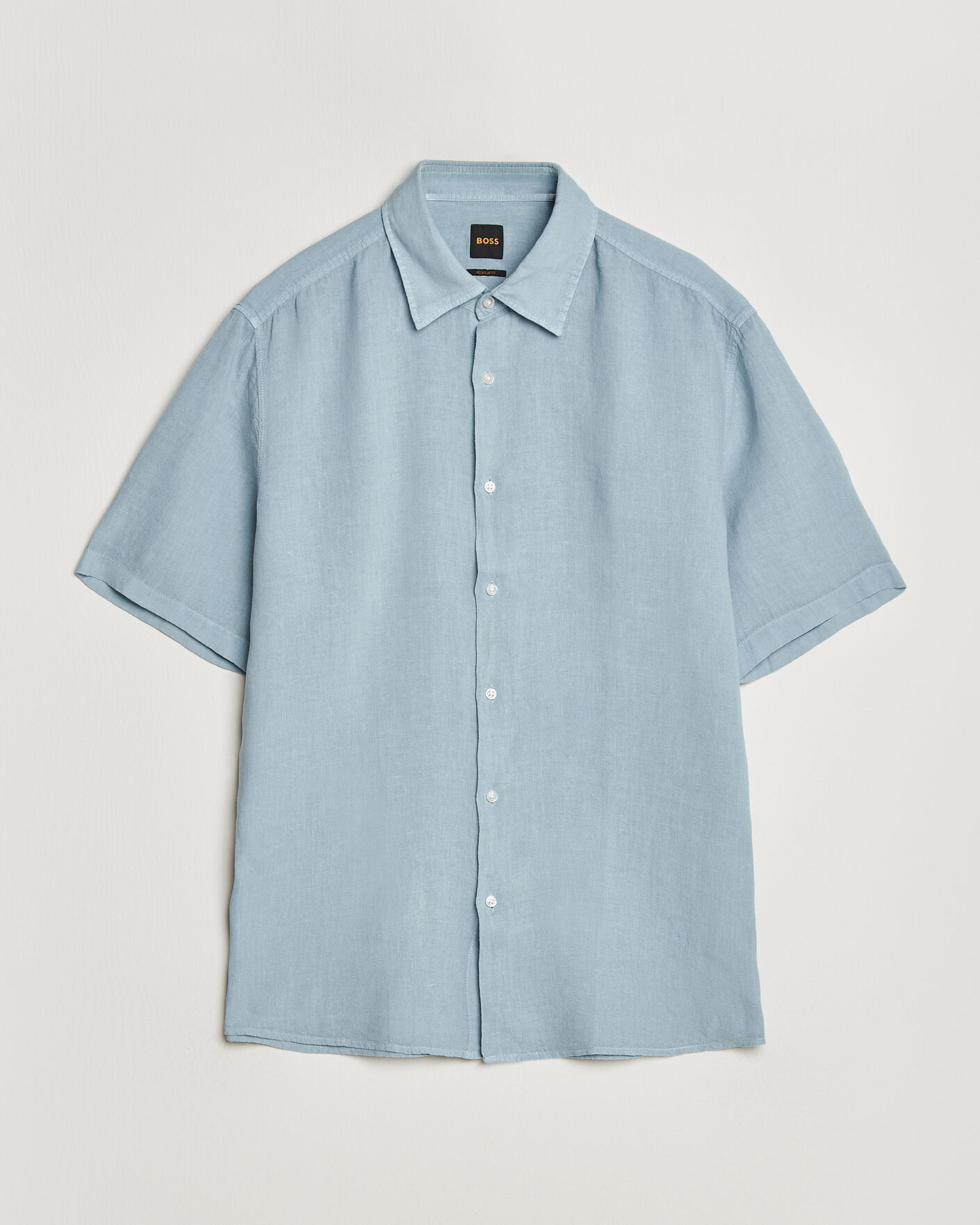 Homme | Chemises | BOSS ORANGE | Rash Linen Short Sleeve Shirt Light Blue
