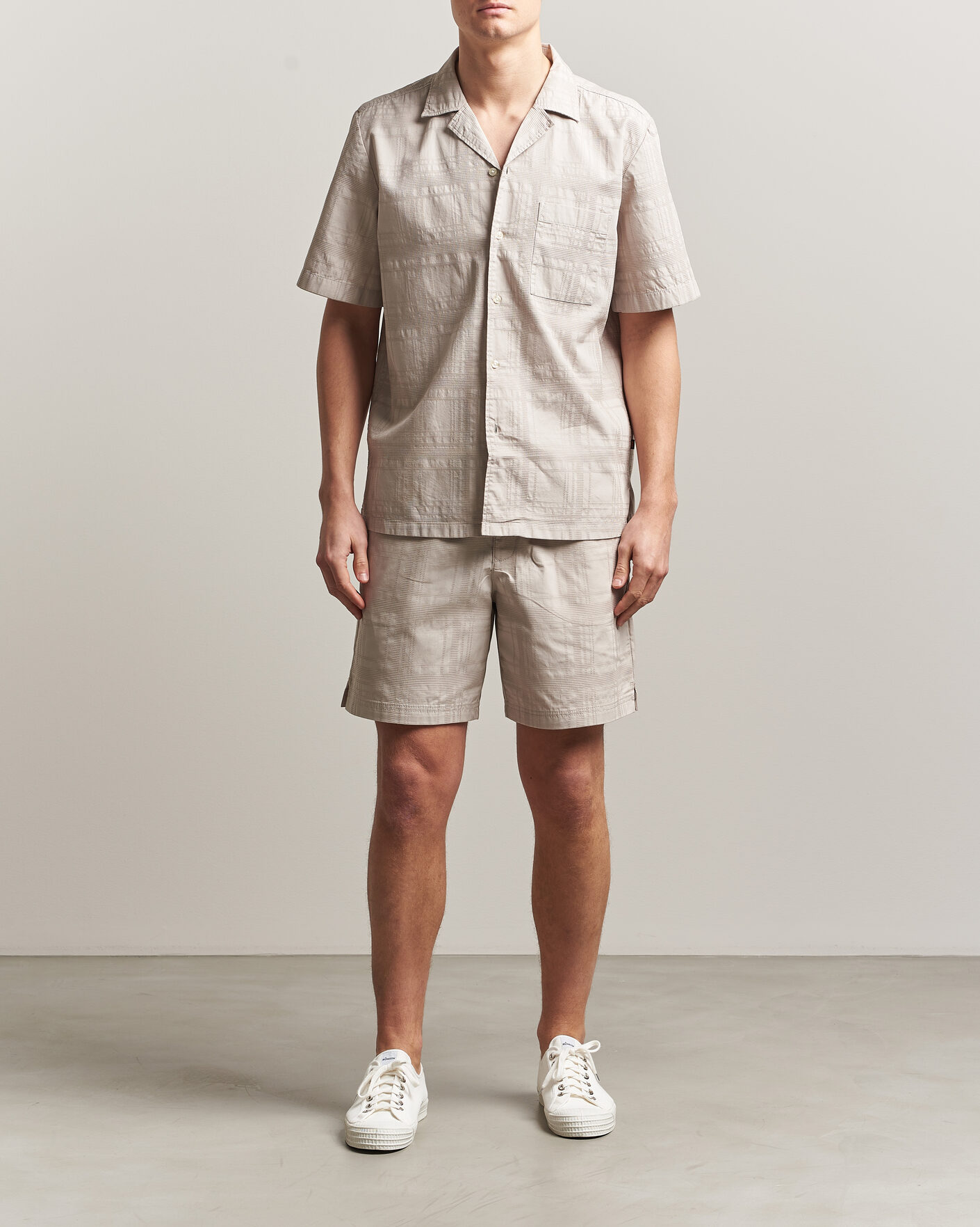 Homme | Chemises | BOSS ORANGE | Rayer Cotton Resort Shirt Beige